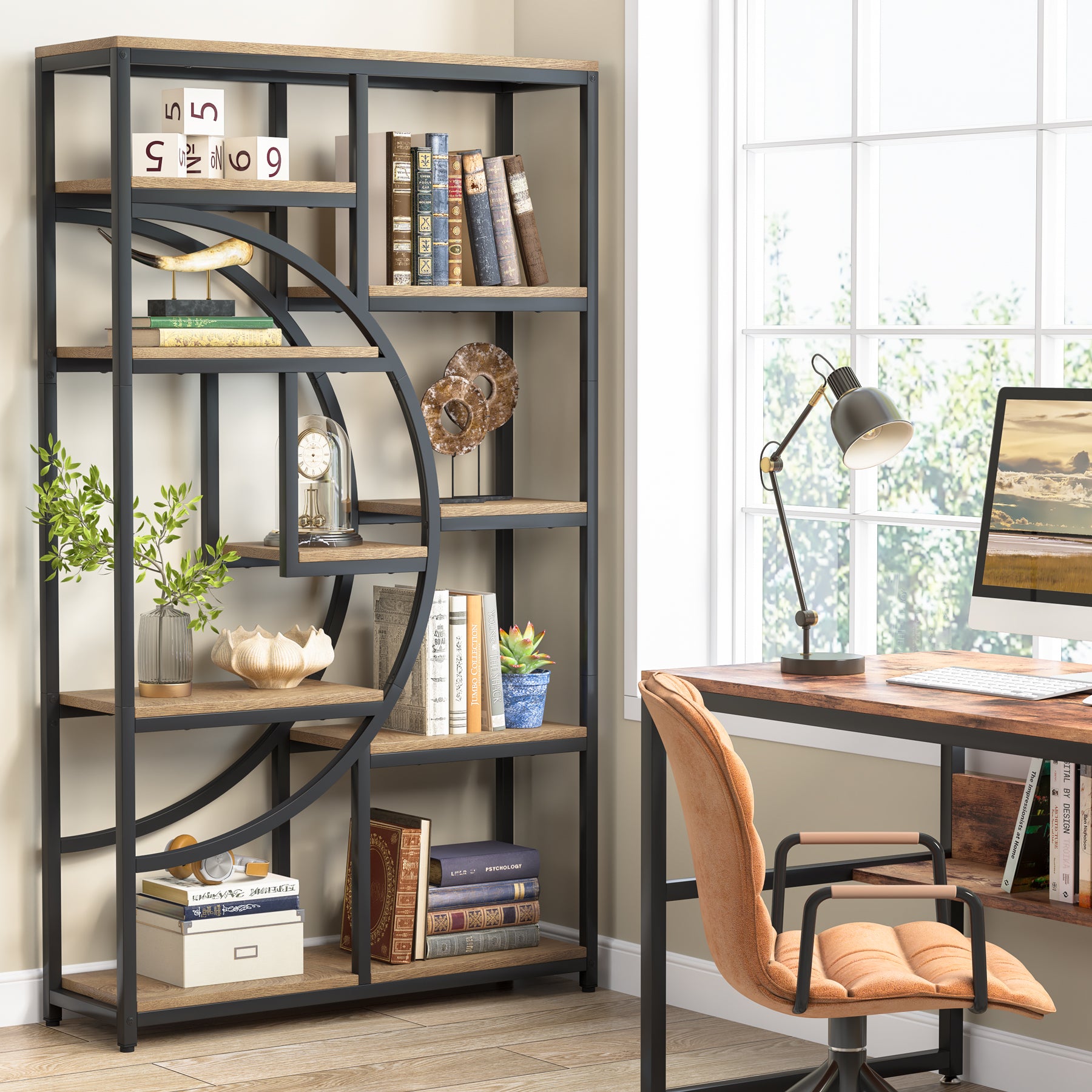 Tribesigns Librería Industrial Etagere de 5 Niveles, estantes Altos Independientes