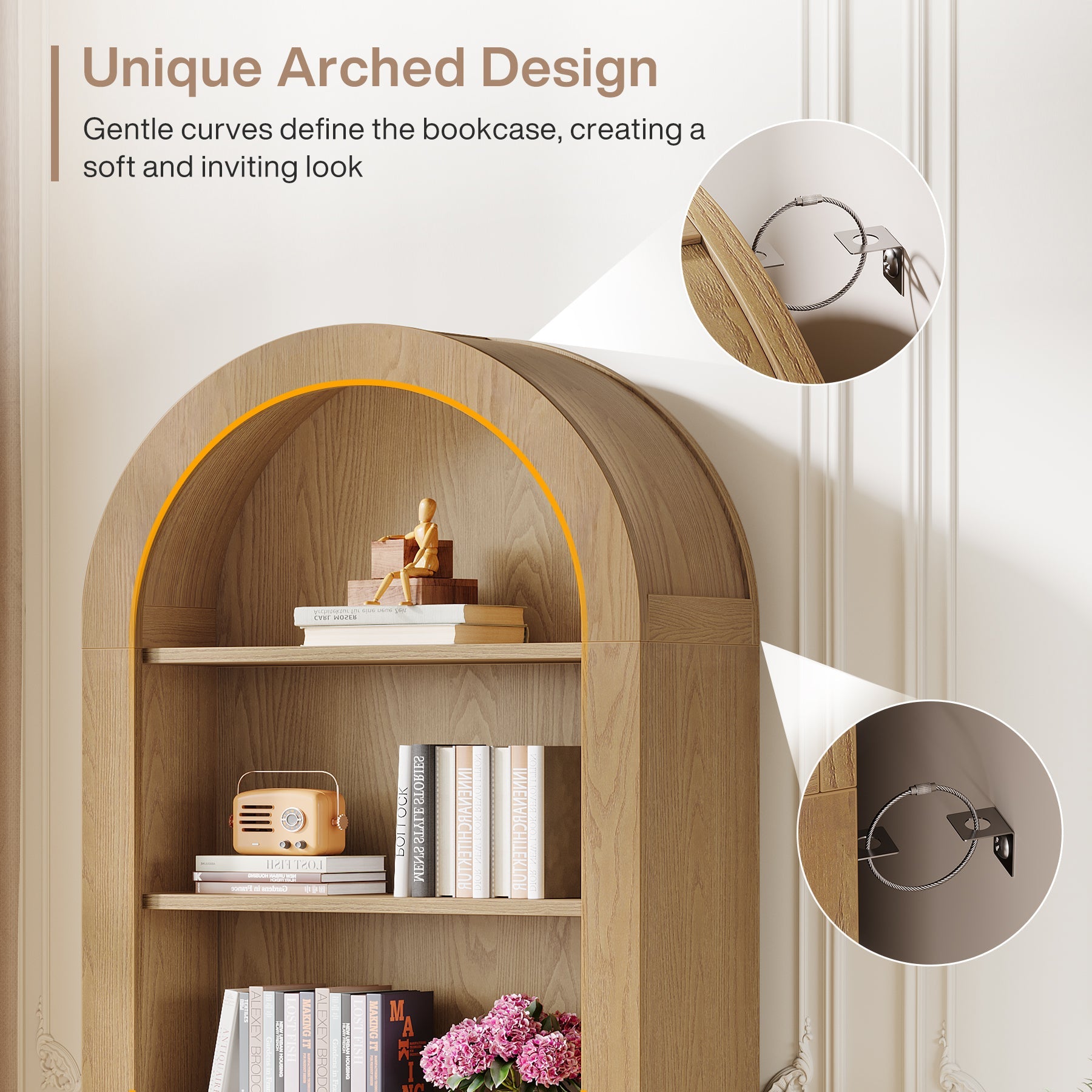 Tribesigns Estantería, Estantería curva de 5 niveles con estantes abiertos