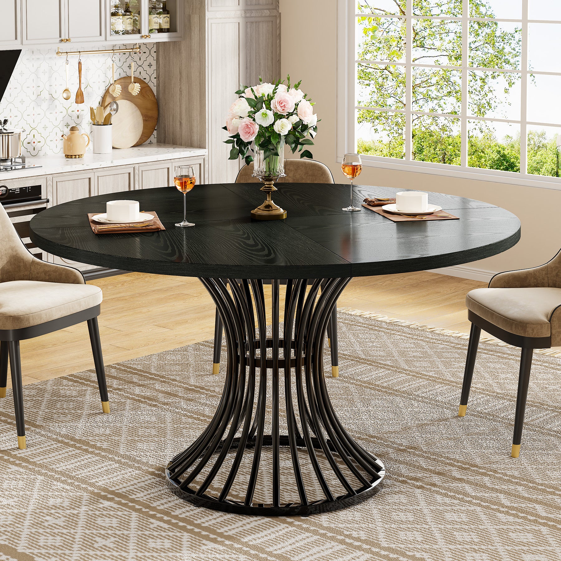 Tribesigns Mesa de comedor redonda para 4 – 6 personas, Mesa de comedor