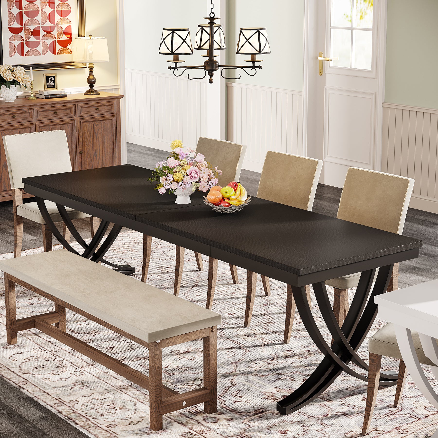 Tribesigns Mesa de comedor grande, Mesa de comedor rectangular para 6-8 personas