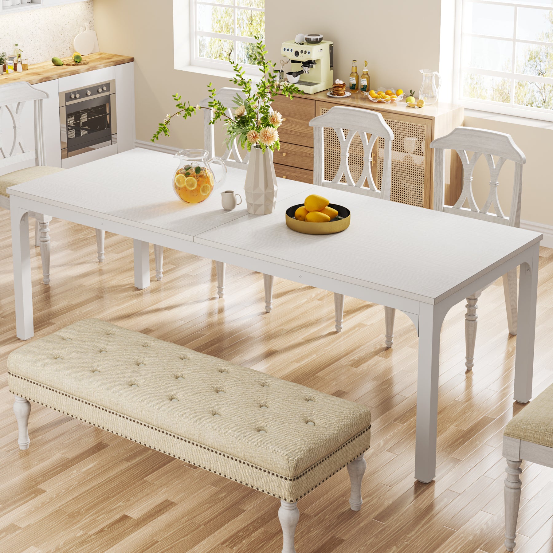 Tribesigns Mesa de comedor vintage, Muebles de comedor para 6 a 8 personas