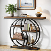 Tribesigns Consola estrecha de 5 niveles de 120 cm con acabado marrón rústico para entrada. 3