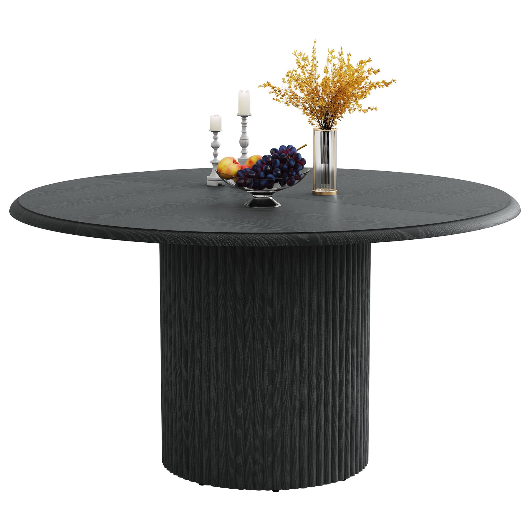 Tribesigns Mesa de comedor redonda de 120 cm, Estilo rústico con base de metal para 4 personas