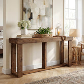 Tribesigns Mesa consola de madera maciza de 160 cm, Mesa estrecha de pasillo de estilo rústico para la entrada y el salón 3