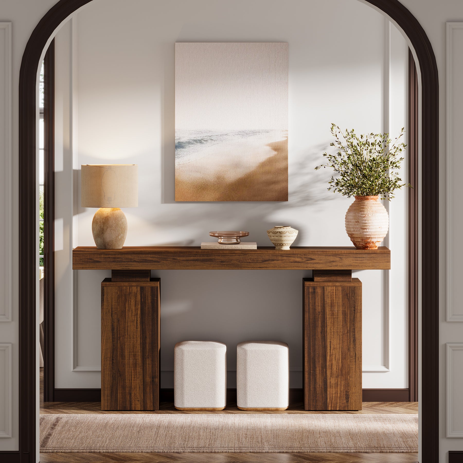 Tribesigns Consola de 160 cm, Mesa de entrada rústica con aspecto de madera para salón y recibidor