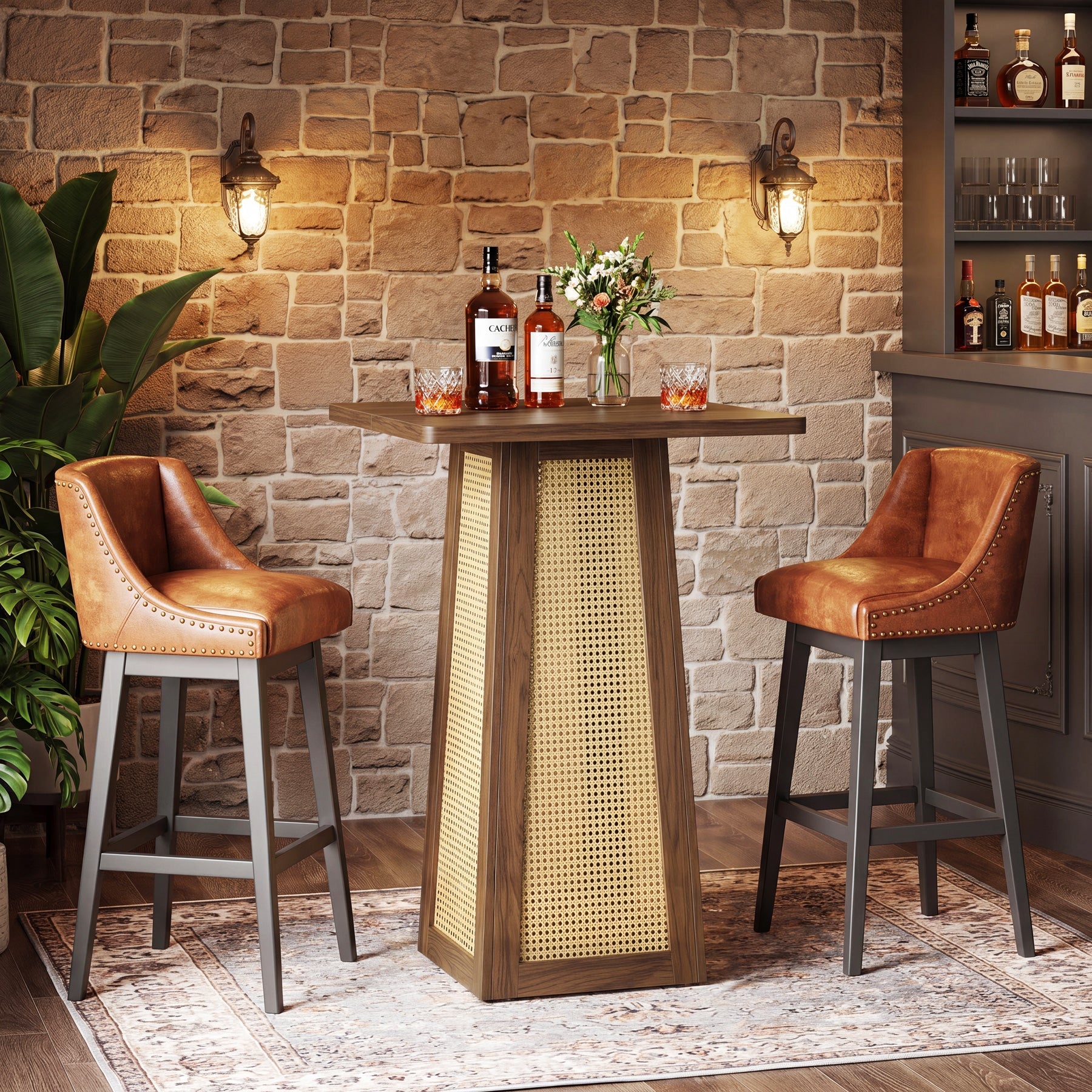 Tribesigns Mesa de bistró cuadrada de 80 x 80 cm con pedestal, Mesa de bar para bar en casa, sala de estar y espacios pequeños