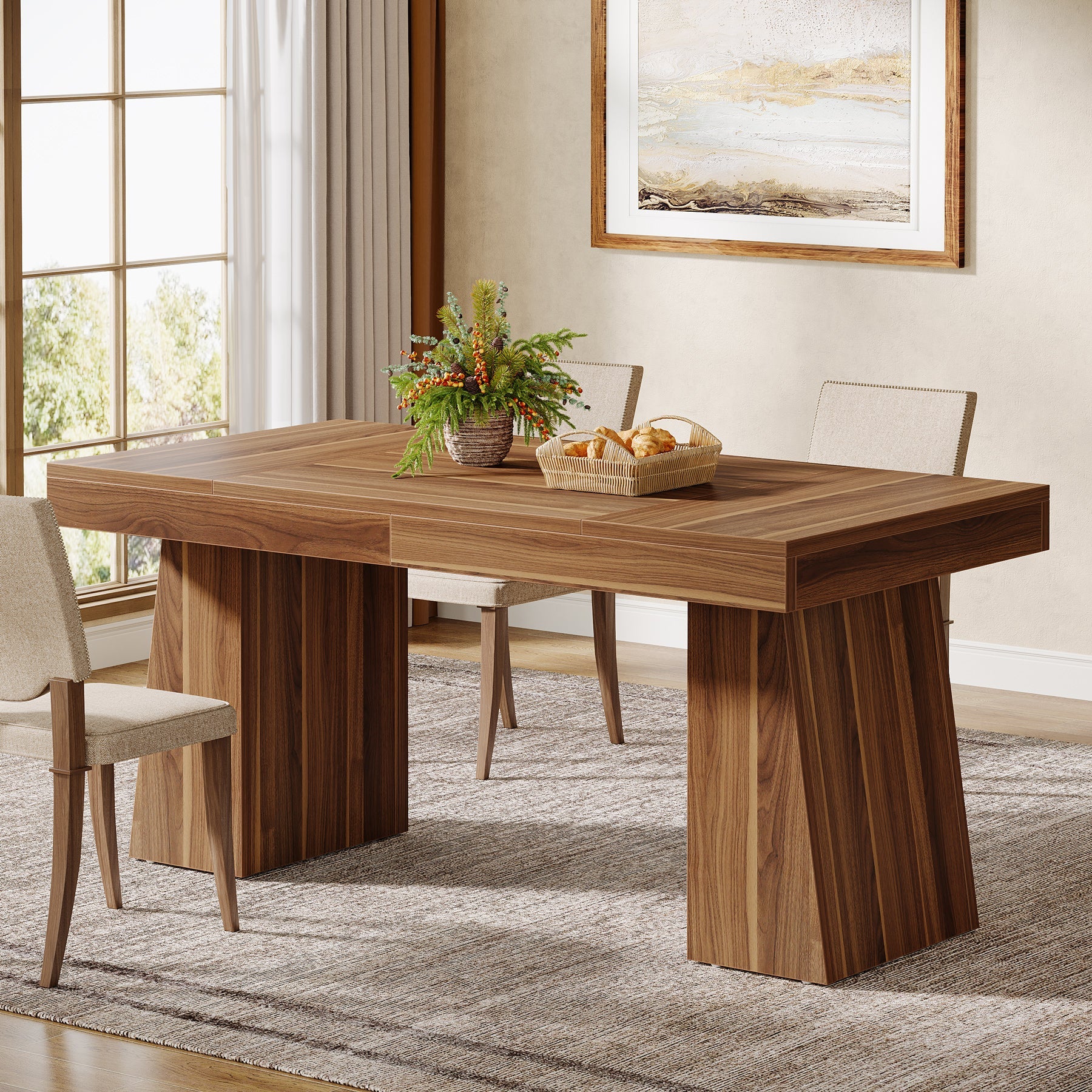 Tribesigns Mesa de comedor de 140 cm, Mesa de cocina de madera para 4-6 personas