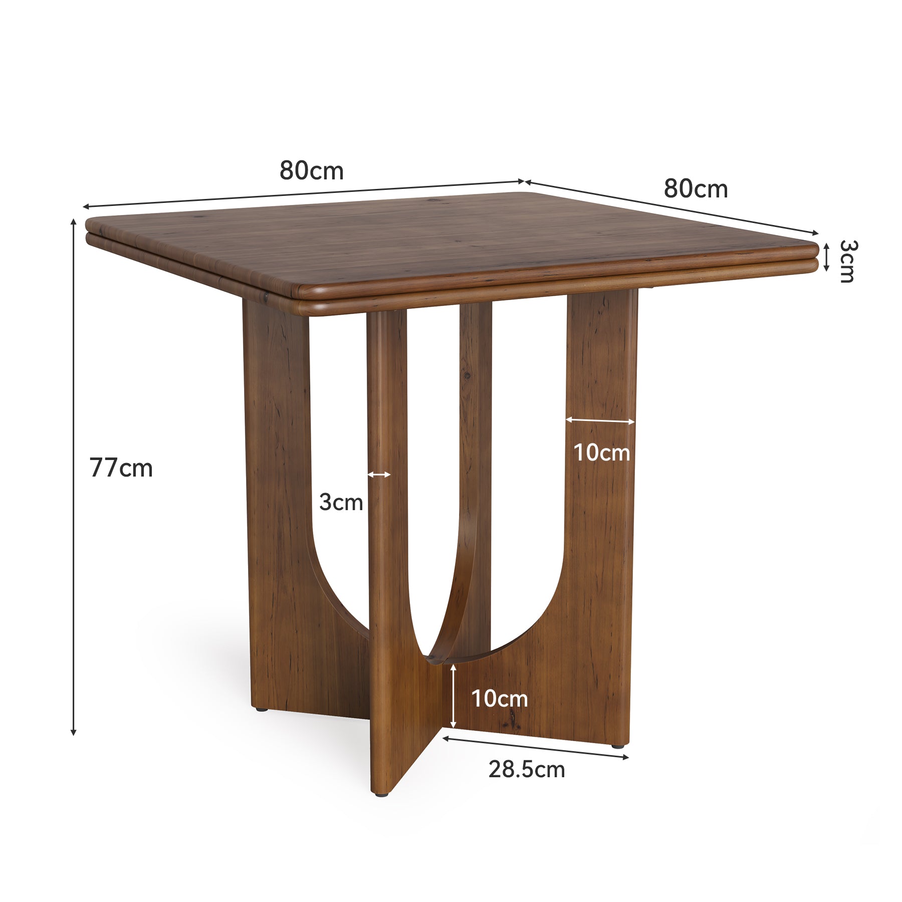Tribesigns Mesa de comedor, Mesa de cocina industrial de madera maciza cuadrada 80 cm