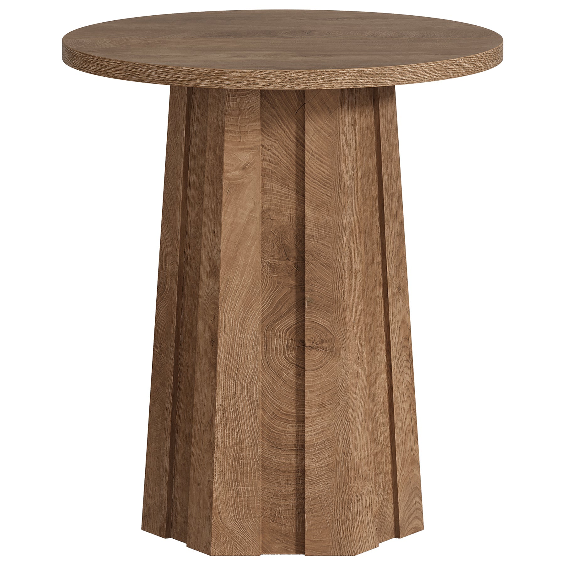 Mesa redonda de bar de 80 cm con base de pedestal acanalada, Mesa de bistró moderna a la altura de la barra