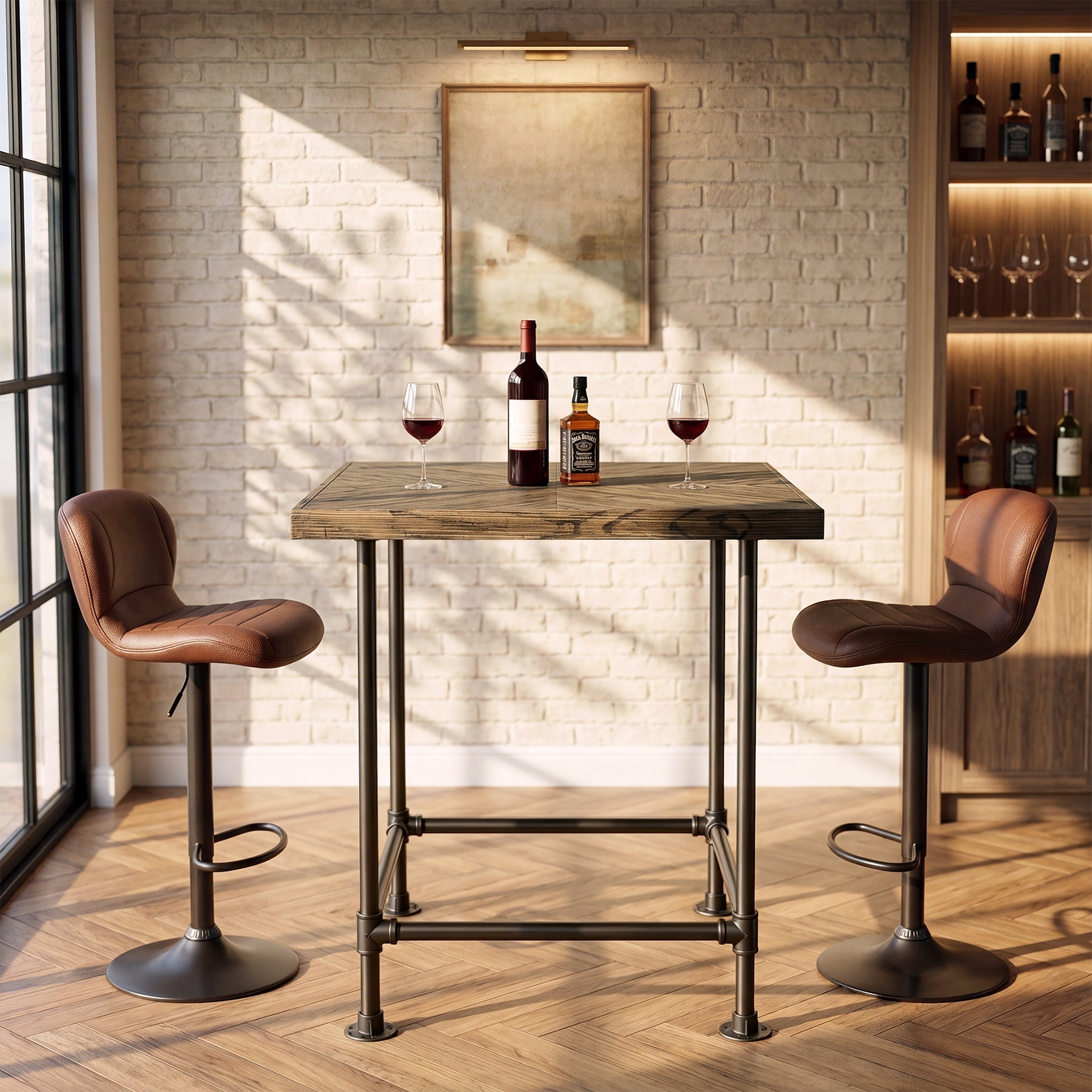 Tribesigns Mesa de bar de 90 cm de altura, Mesa de pub industrial con tablero de madera maciza