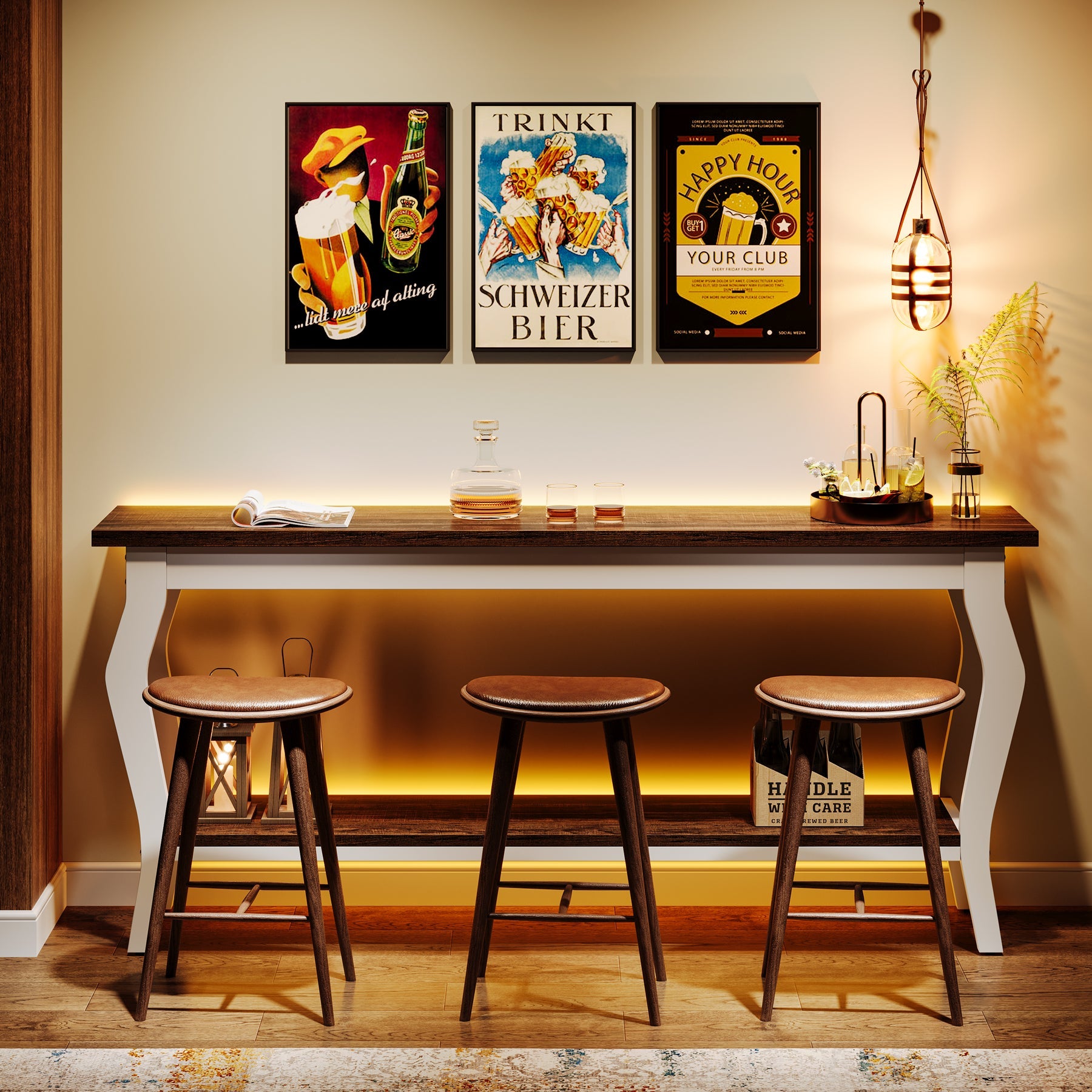 Tribesigns Consola de 180 cm, Mesa de sofá vintage con espacio de almacenamiento de 2 niveles