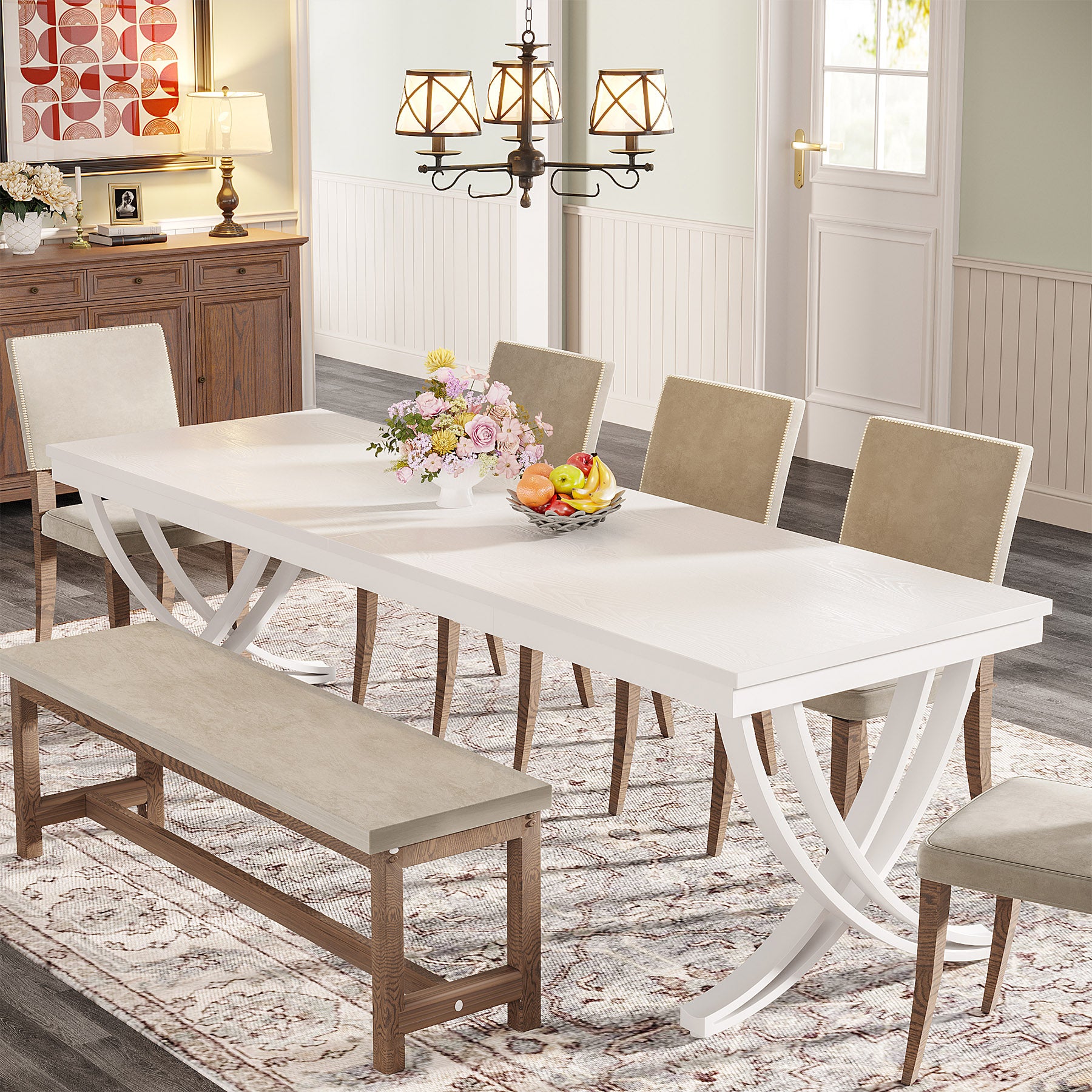 Tribesigns Mesa de comedor grande, Mesa de comedor rectangular para 6-8 personas