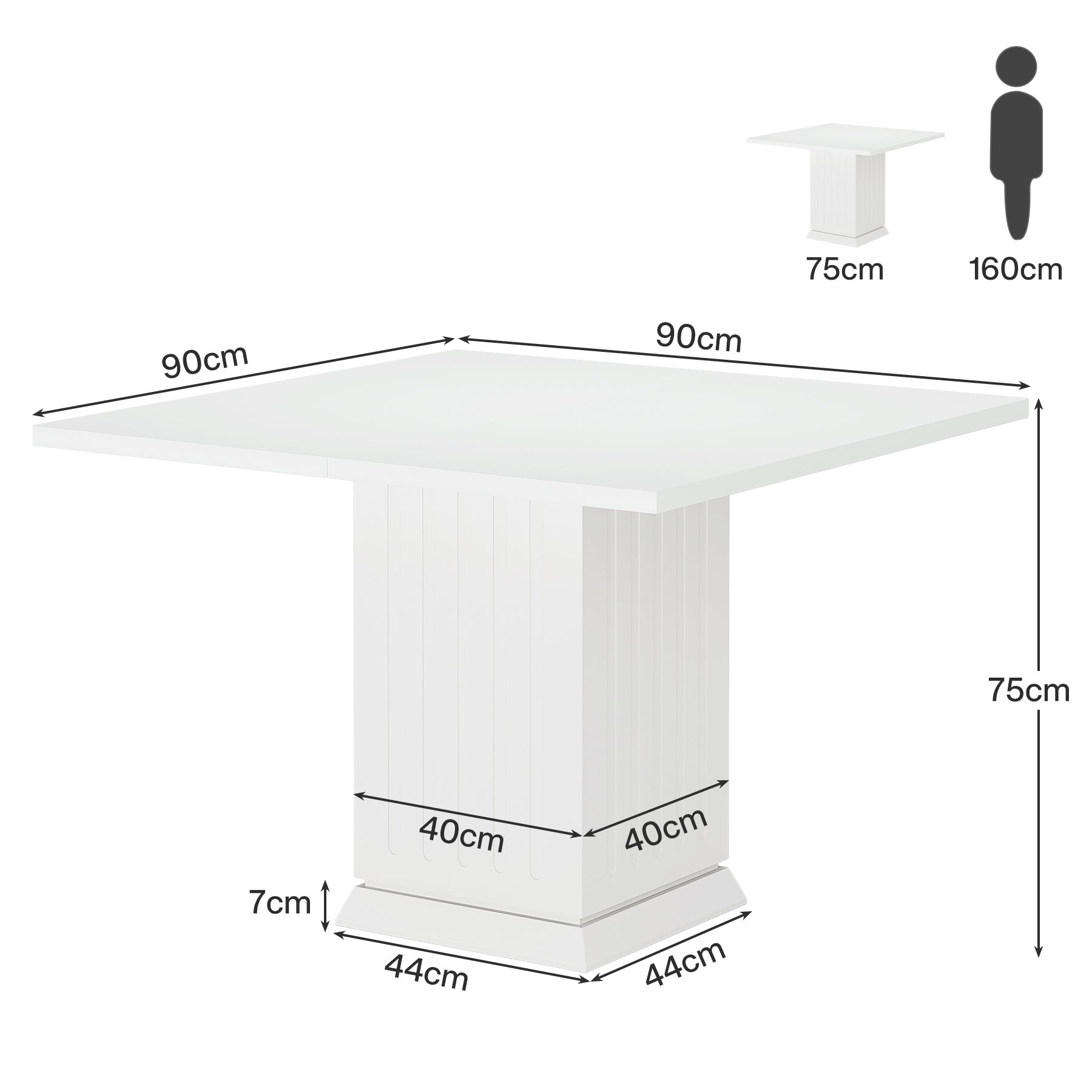 Tribesigns Mesa de comedor de 90 cm, Mesa de cocina cuadrada moderna para 4
