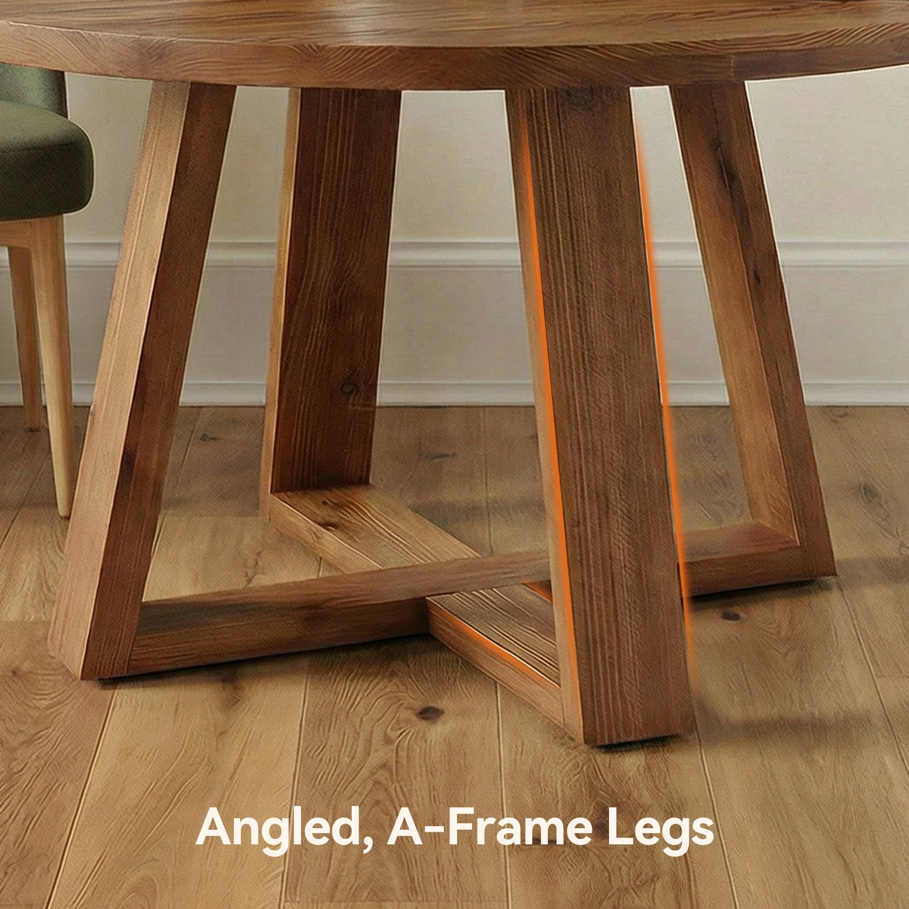 Tribesigns Mesa de comedor redonda de 120 cm, Mesa de cocina rústica de madera maciza con base de caballete para 4 personas