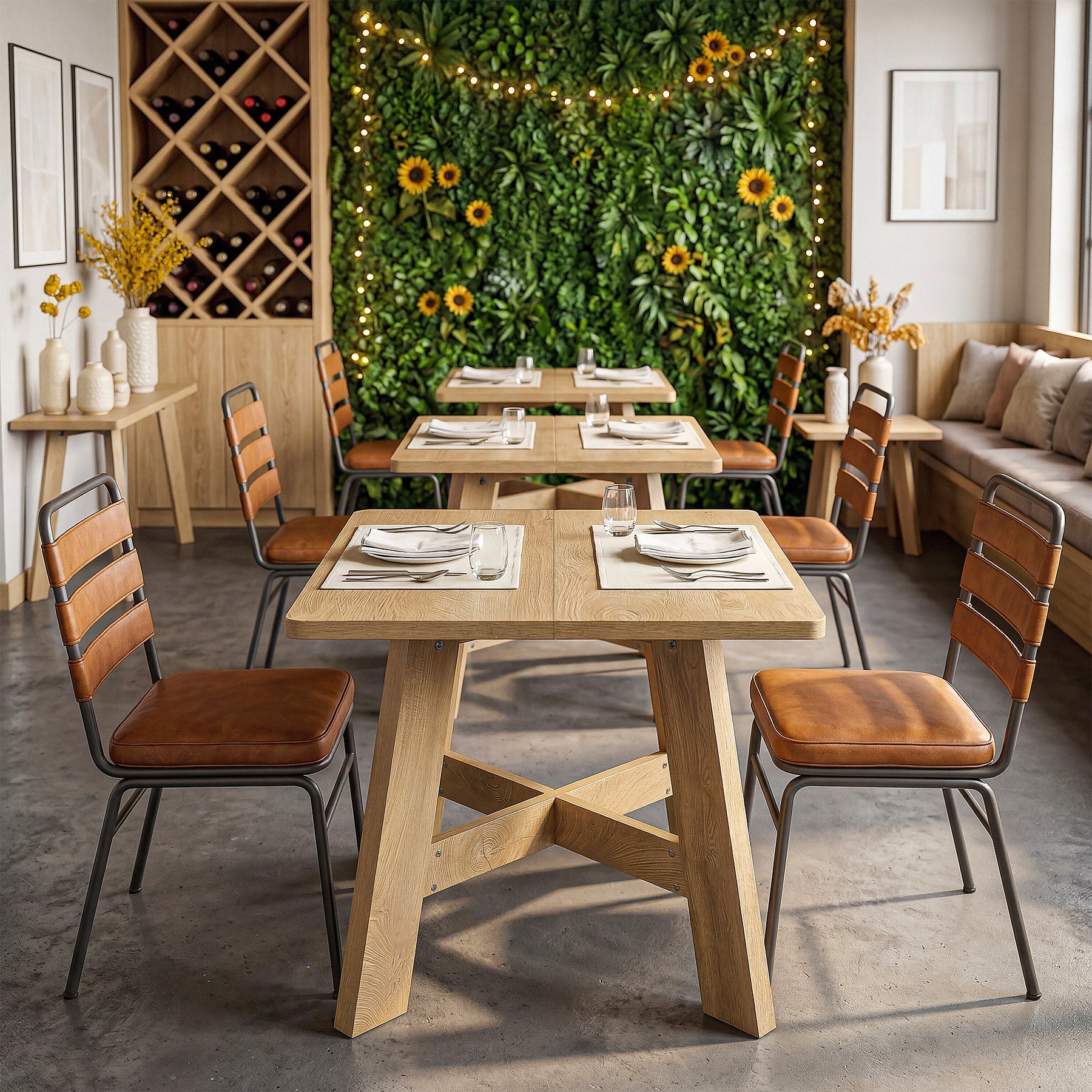 Mesa de comedor cuadrada de 100 x 100 cm para 4-6 personas, Mesa de cocina compacta con base central