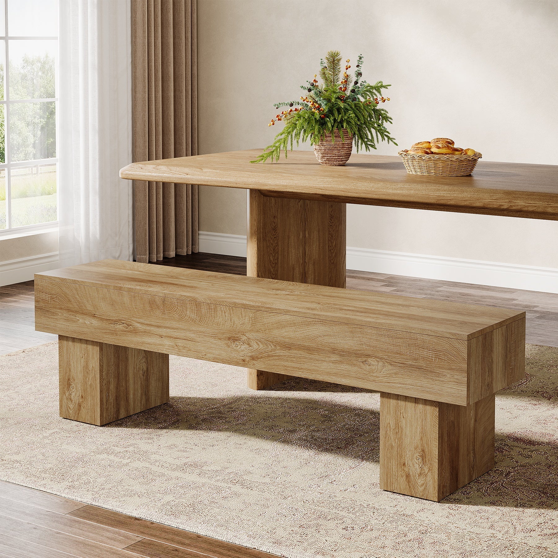 Tribesigns Banco de madera estilo granja de 160 cm para comedor