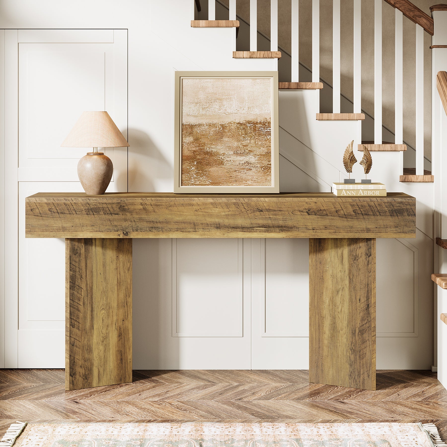 Tribesigns Mesa consola larga de 160 cm, Mesa auxiliar estrecha detrás del sofá