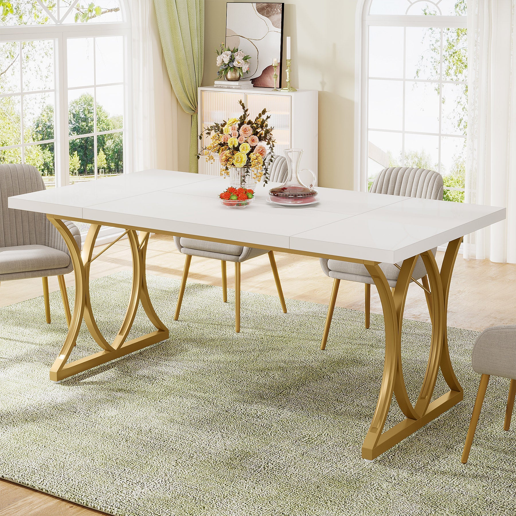 Tribesigns Mesa de comedor moderna para 6 personas, Mesa de salón rectangular
