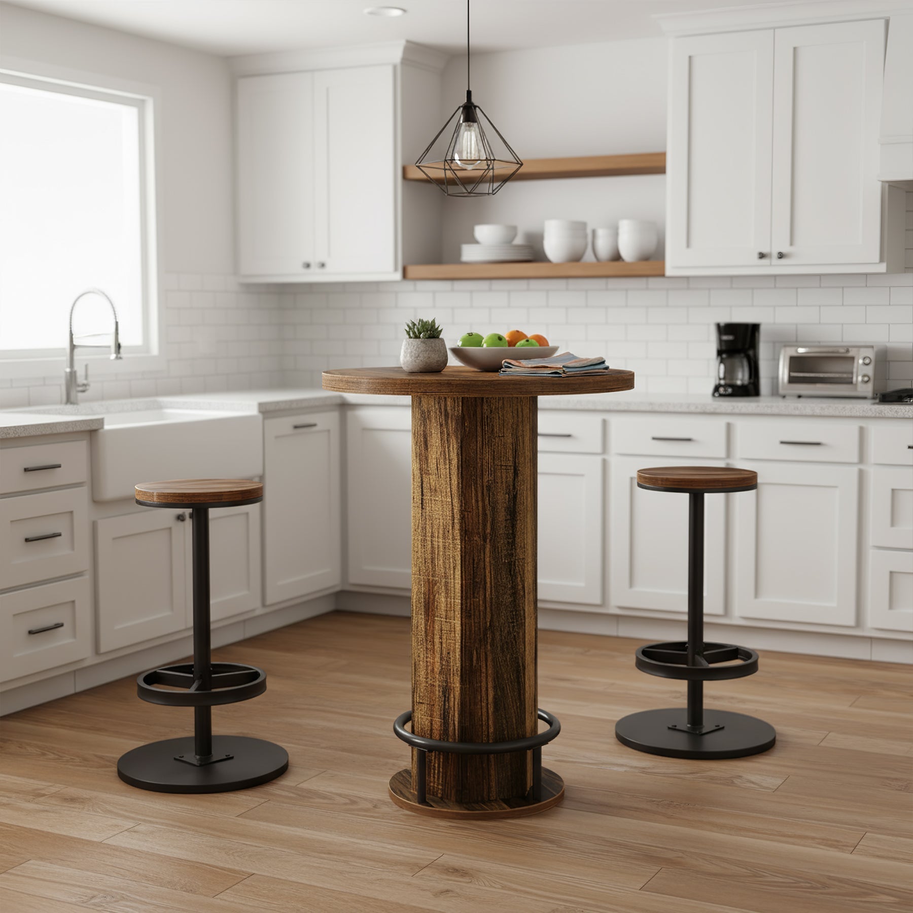 Tribesigns Juego de mesa y sillas de 3 piezas para 2 personas, Mesa de cocina redonda pequeña con 2 sillas