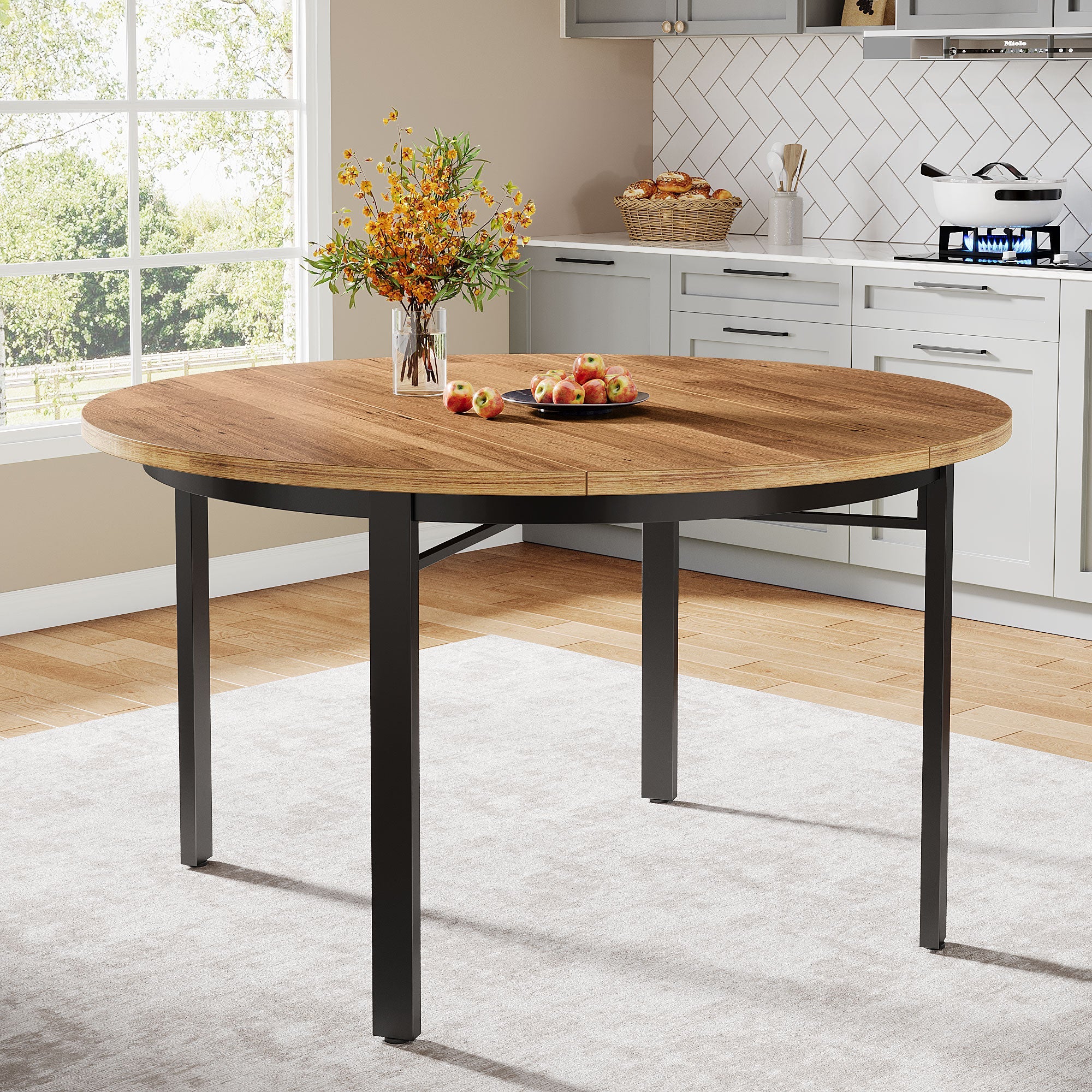Tribesigns Mesa de comedor redonda de 118 cm para 4 personas