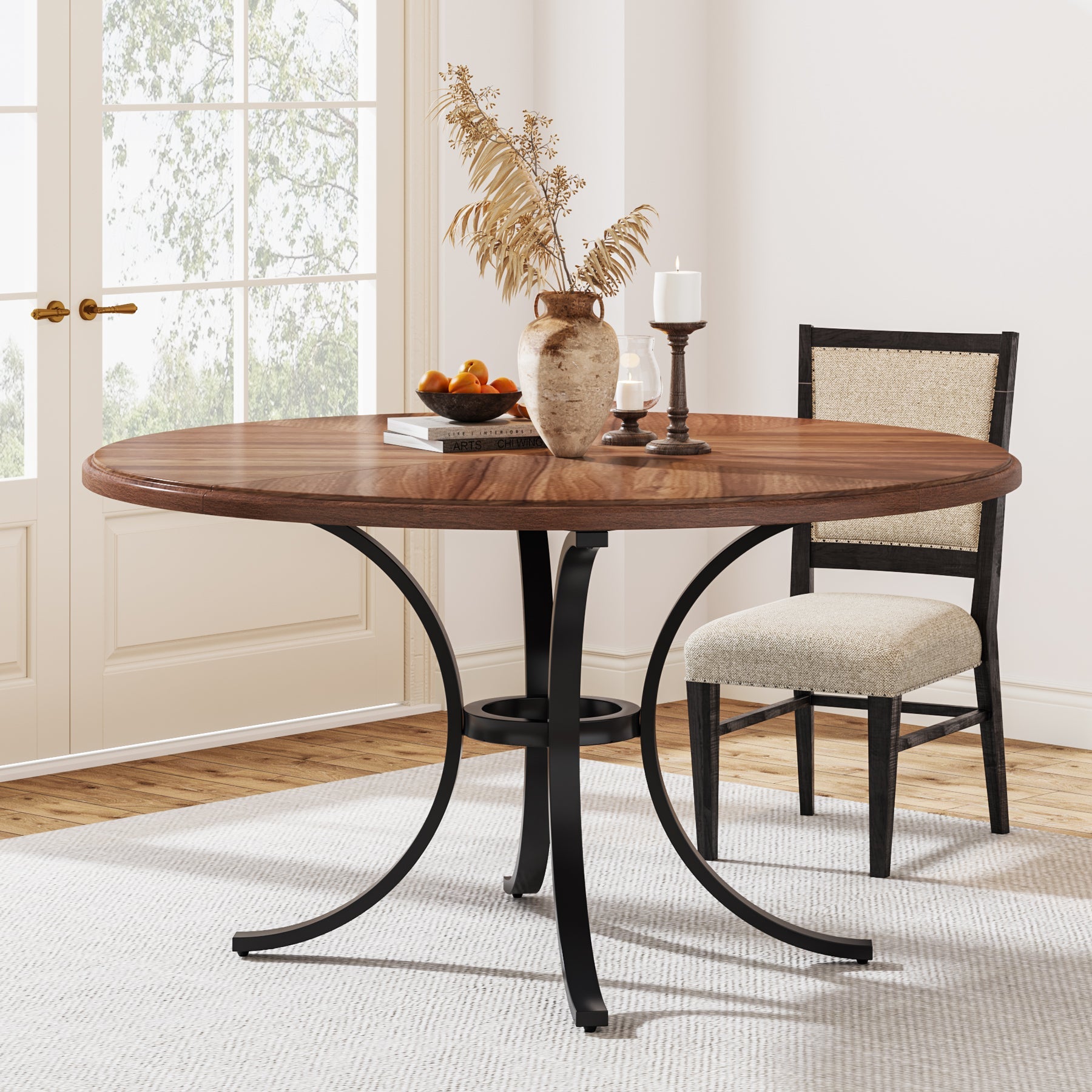 Tribesigns Mesa de Comedor, Mesa de Cocina Redonda Moderna de 120 cm para 4-6 Personas