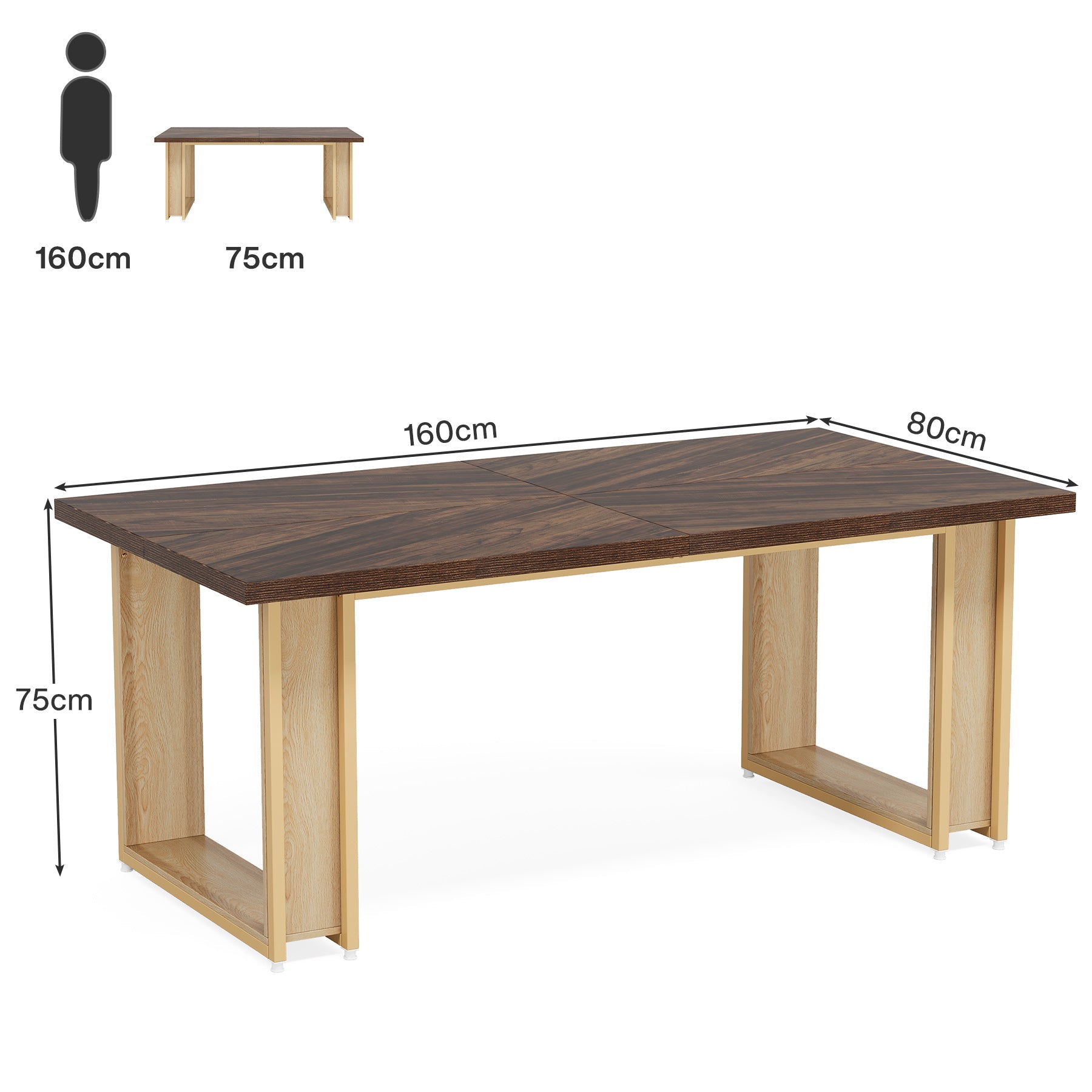 Tribesigns Mesa de comedor de 160cm para 4-6 personas, Mesa de cocina de madera para comedor