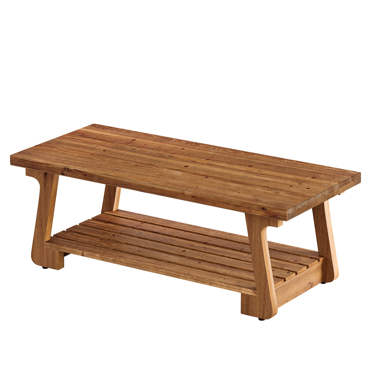 Tribesigns Mesa de centro de madera maciza con 2 niveles, Mesa de salón de estilo rústico