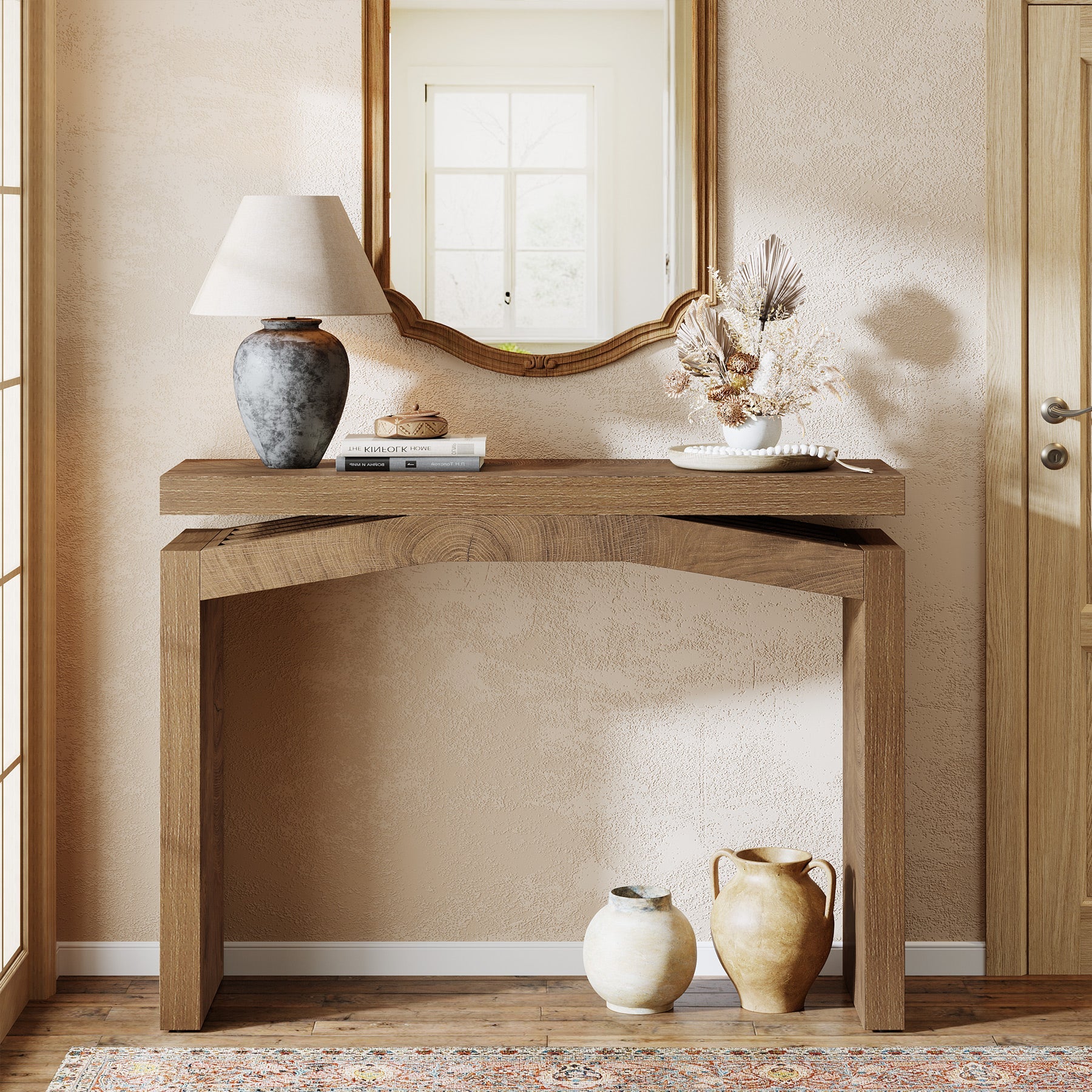 Tribesigns Mesa consola 100 cm (estrecha), Mesa de pasillo estilo granja con diseño moderno