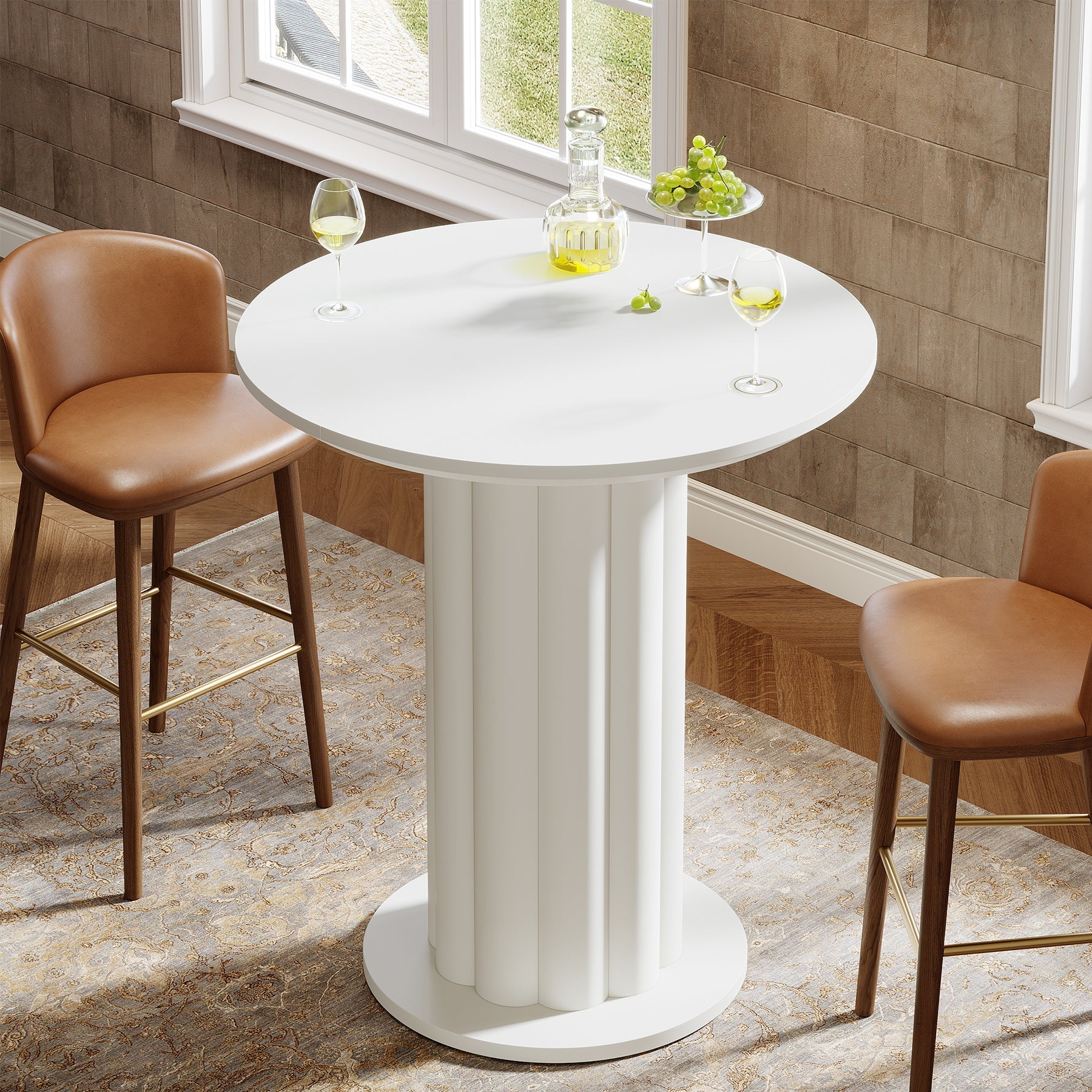 Tribesigns Mesa de bar redonda de 100 cm de alto con base de pedestal, Mesa alta de bar