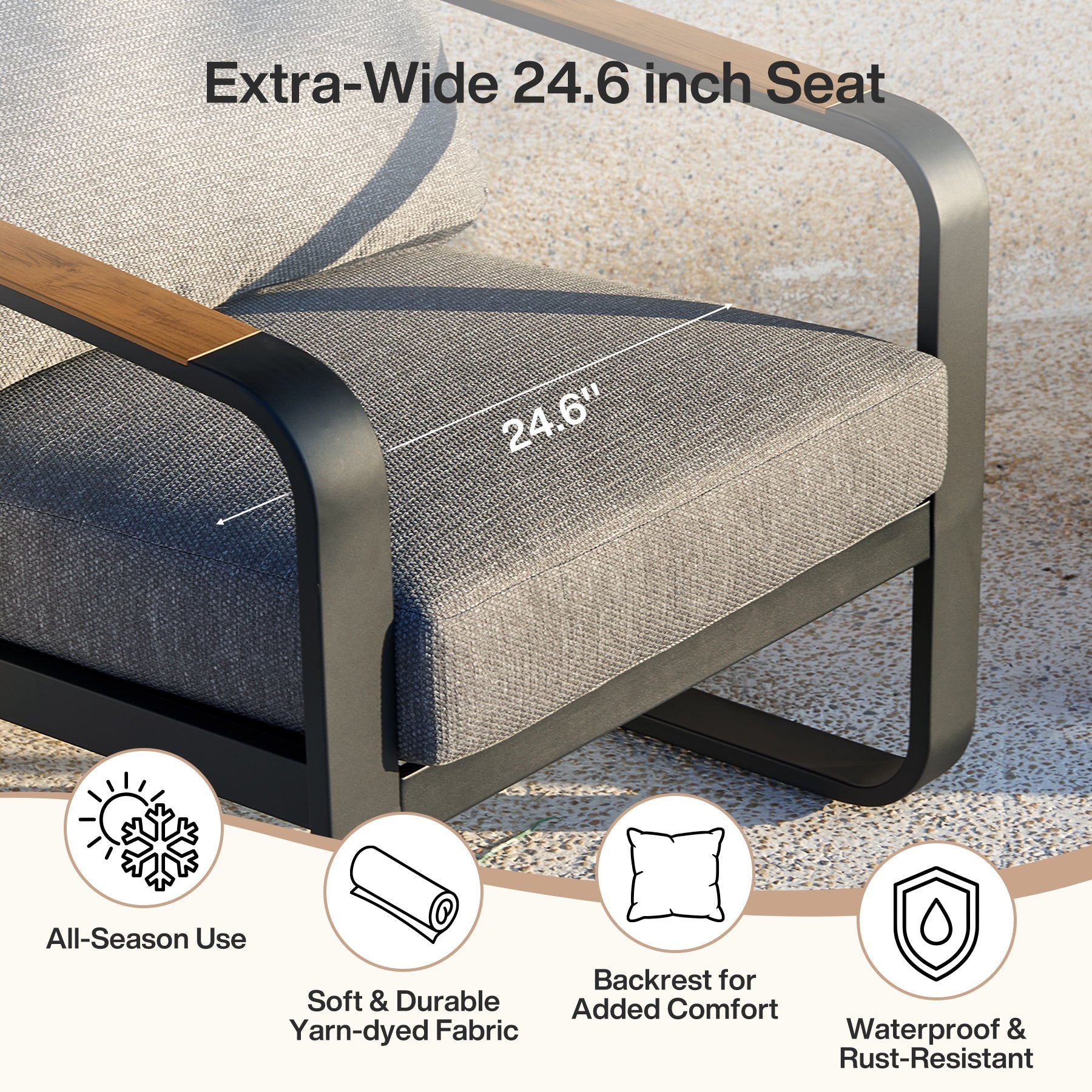 Tribesigns Silla de jardín Lounge con cojines, Silla de patio de aluminio para balcón o jardín