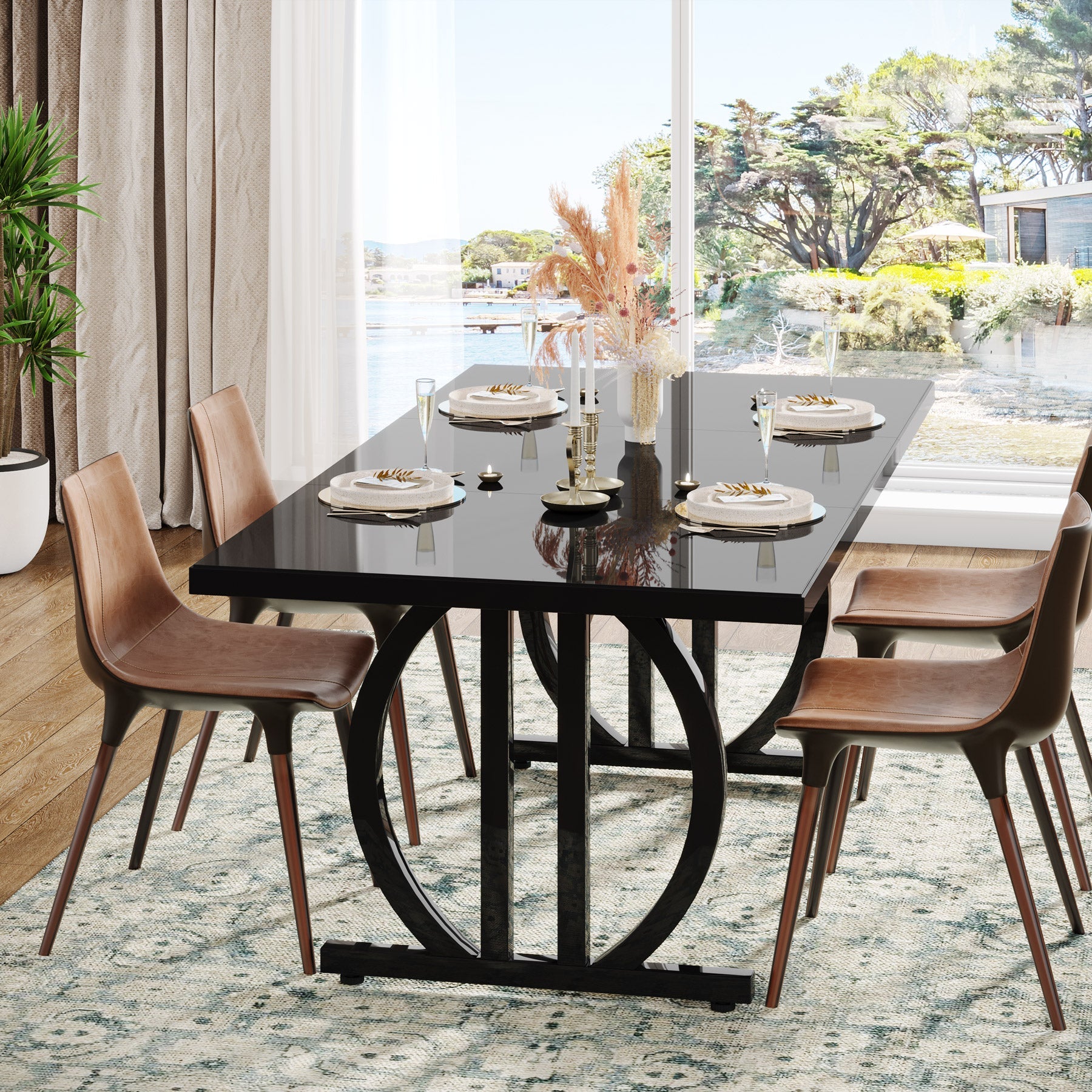 Tribesigns Mesa de comedor de 160 cm, Moderna mesa de cocina para 4-6 personas