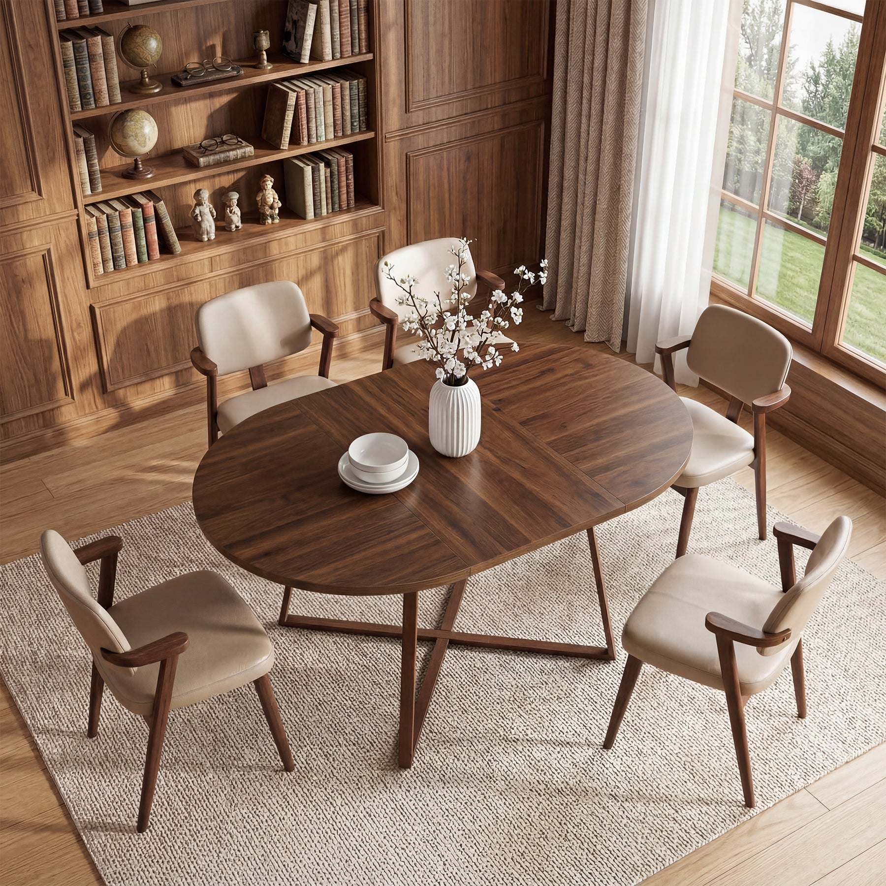 Tribesigns Mesa de comedor redonda para 4-6 personas, Mesa de comedor de 150 cm