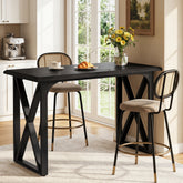 Tribesigns Mesa alta de 140 cm de estilo industrial con estructura metálica en forma de X para 2-4 personas 3
