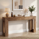 Tribesigns Consola estrecha de 160 cm, Mesa auxiliar de dos niveles con espacio de almacenamiento 3