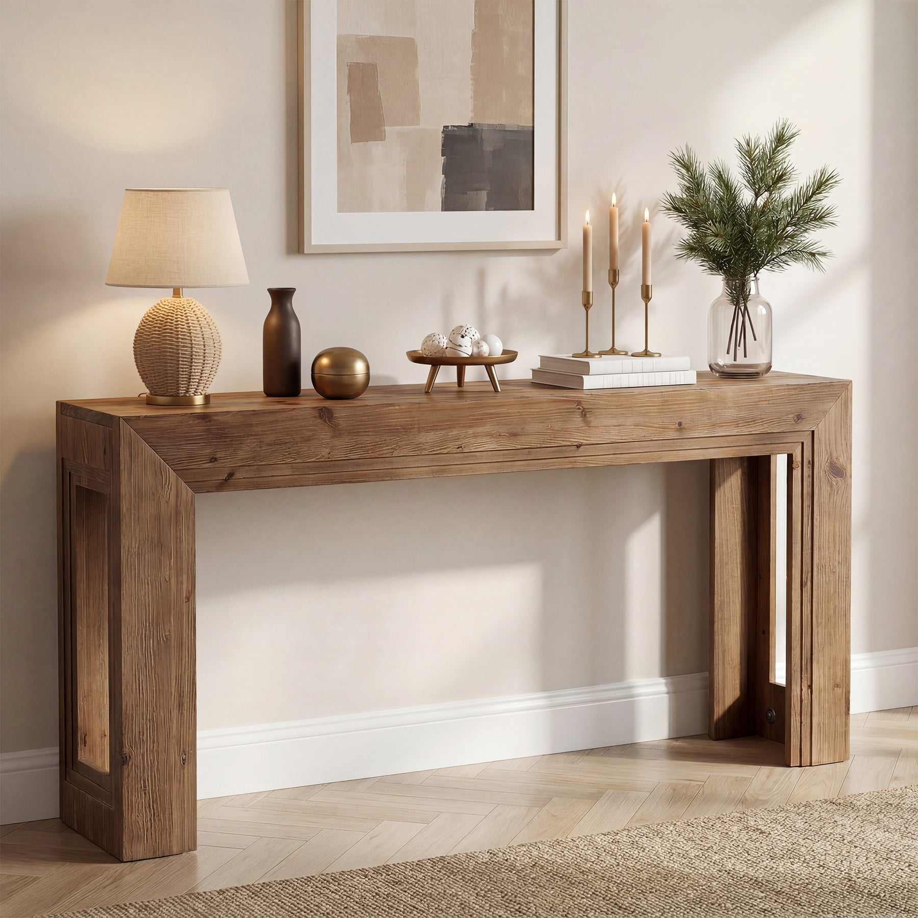 Tribesigns Consola estrecha de 160 cm, Mesa auxiliar de dos niveles con espacio de almacenamiento