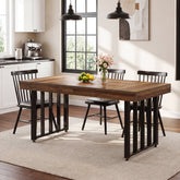 Mesa de comedor de 140 cm para 4 personas, Mesa de cocina rectangular con patas metálicas resistentes 3