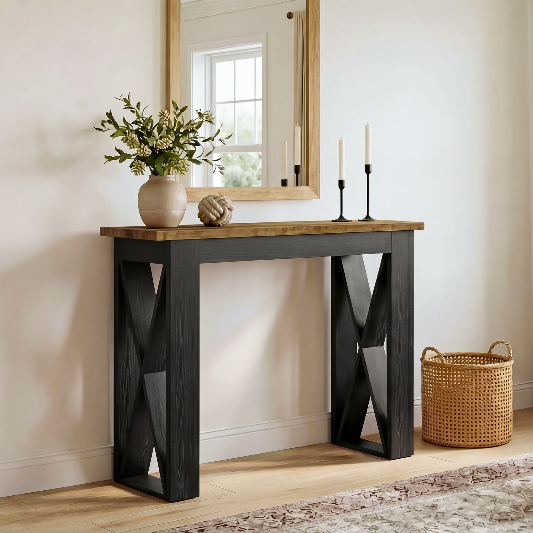 Tribesigns Mesa consola estrecha de 105 cm, Mesa de pasillo estilo industrial con estante de almacenamiento