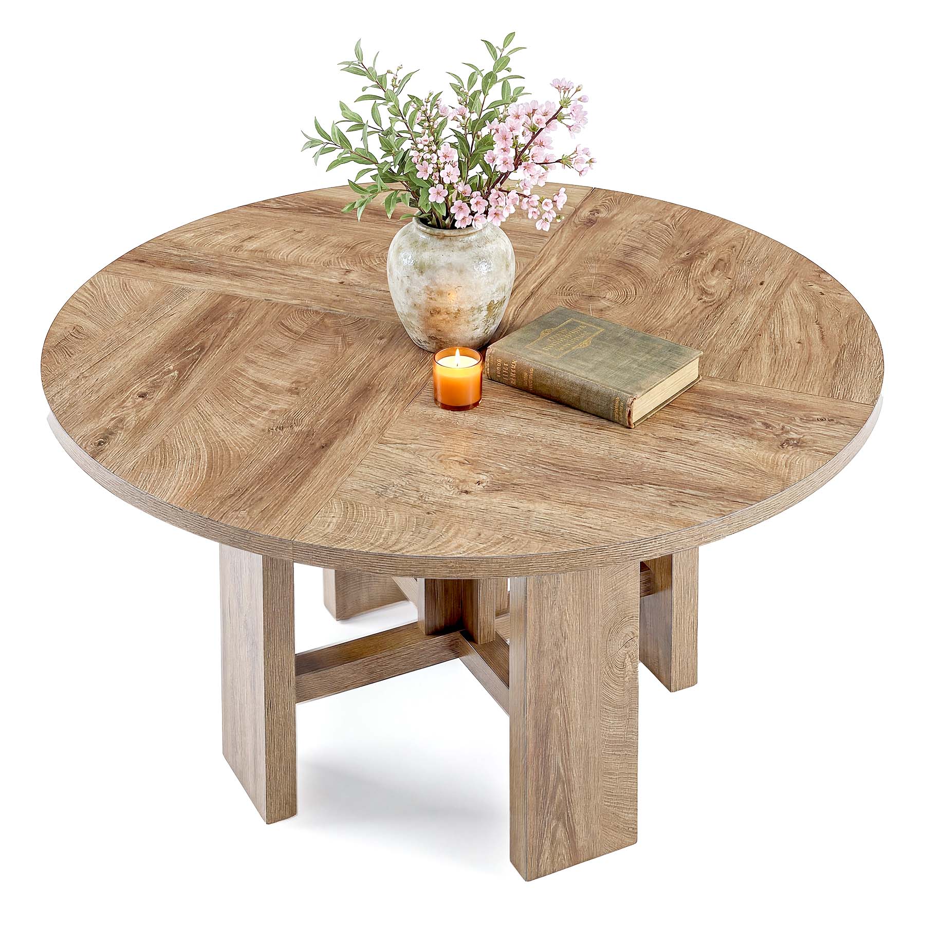 Tribesigns Mesa de comedor redonda 120 cm para 4 a 6 personas, Mesa de cocina moderna