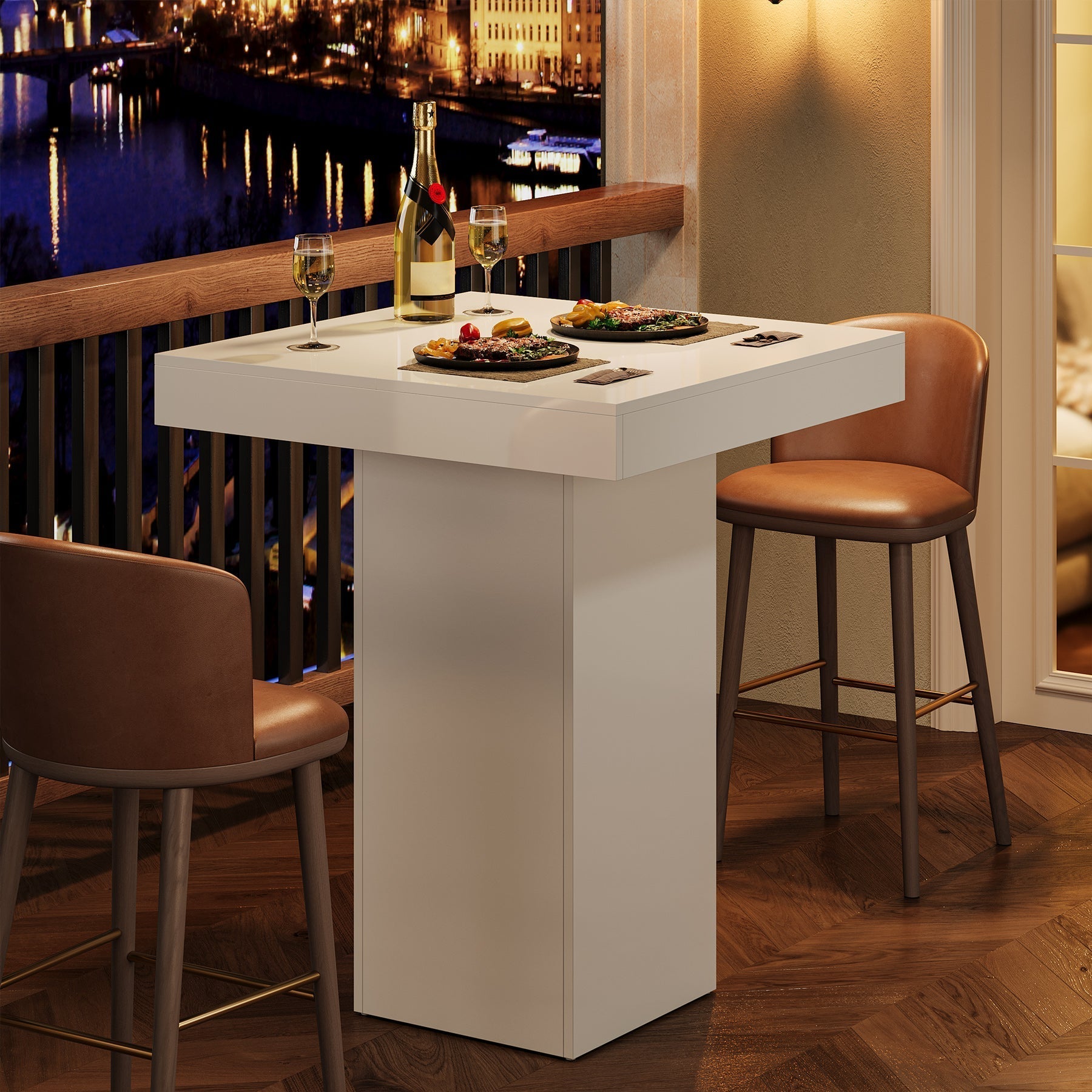 31.5" Bar Table, Square Kitchen Dining Table Counter Height Pub Table