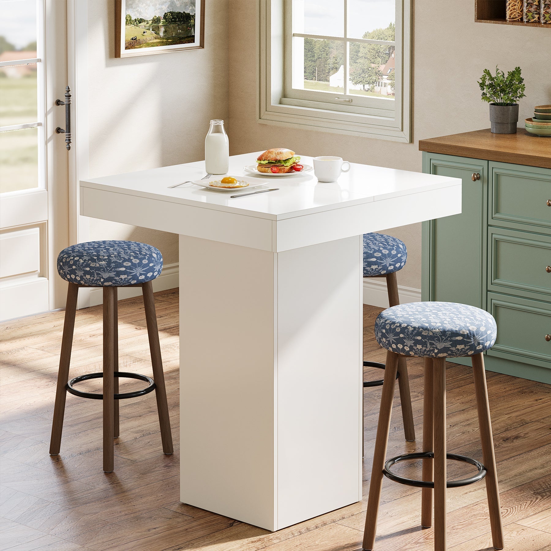 31.5" Bar Table, Square Kitchen Dining Table Counter Height Pub Table