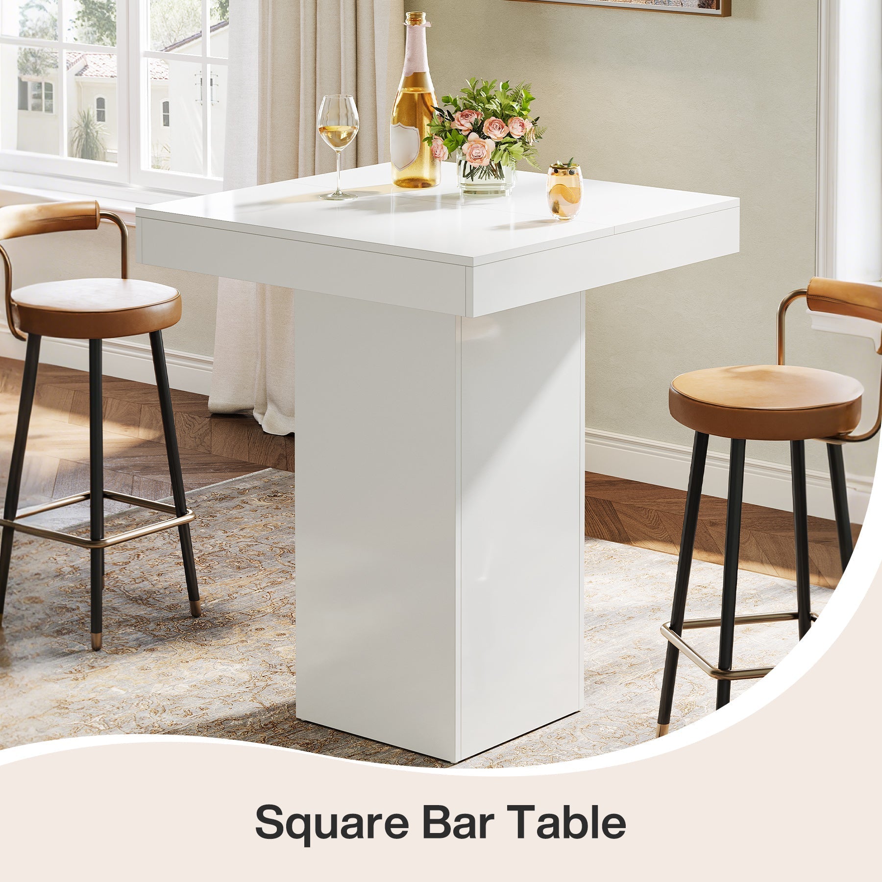 31.5" Bar Table, Square Kitchen Dining Table Counter Height Pub Table