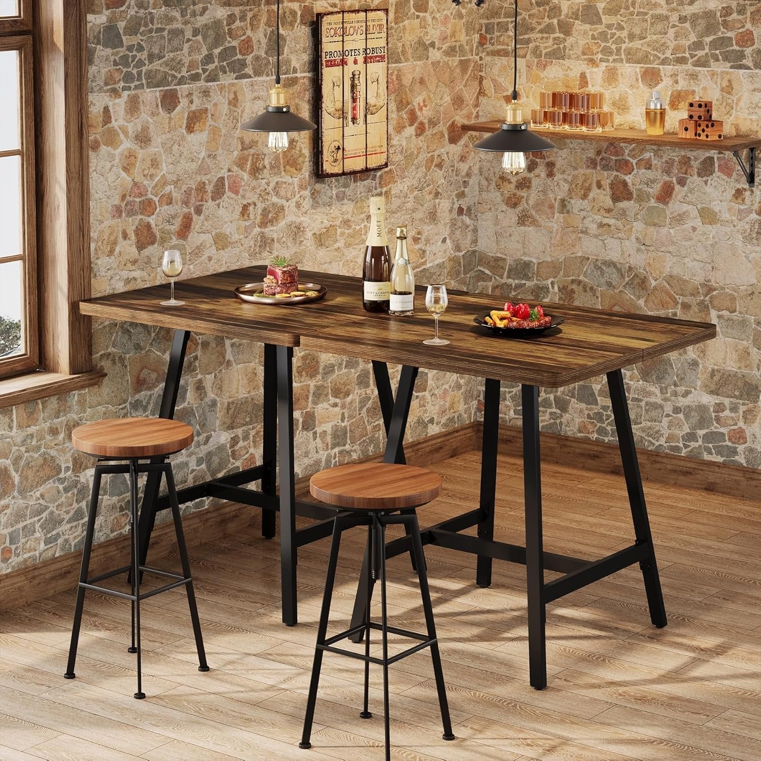 31" Square Bar Table, Small High Top Pub Table Dining Table with Thickened Top