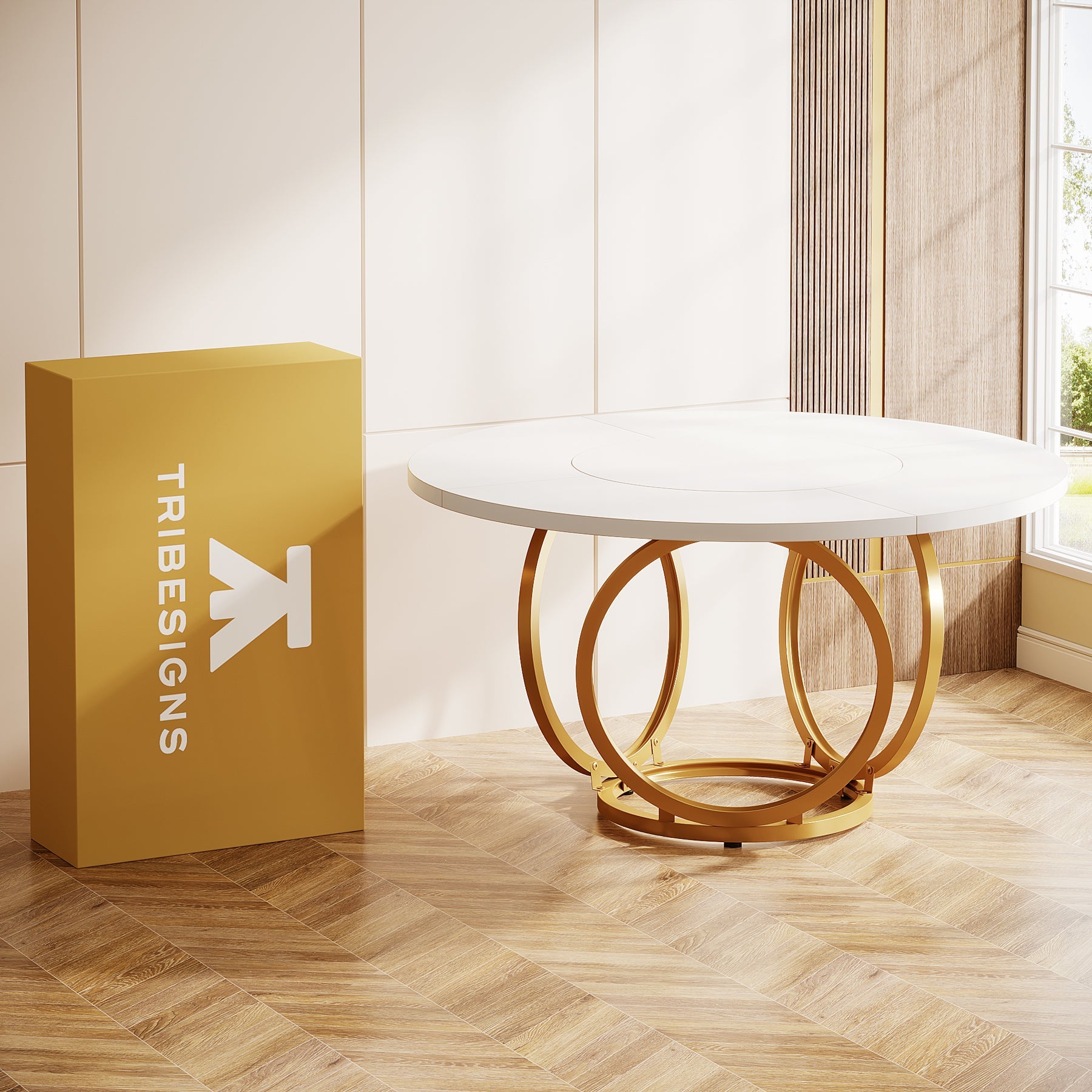 Tribesigns Mesa de comedor redonda, Mesa de comedor de cocina moderna de 120 cm