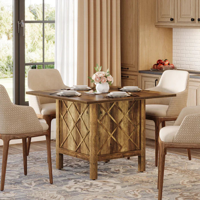 Tribesigns Mesa de comedor de 100 cm, Mesa de comedor cuadrada de madera para 4 personas