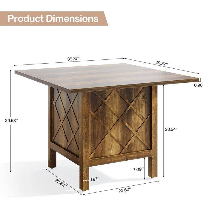 Tribesigns Mesa de comedor de 100 cm, Mesa de comedor cuadrada de madera para 4 personas