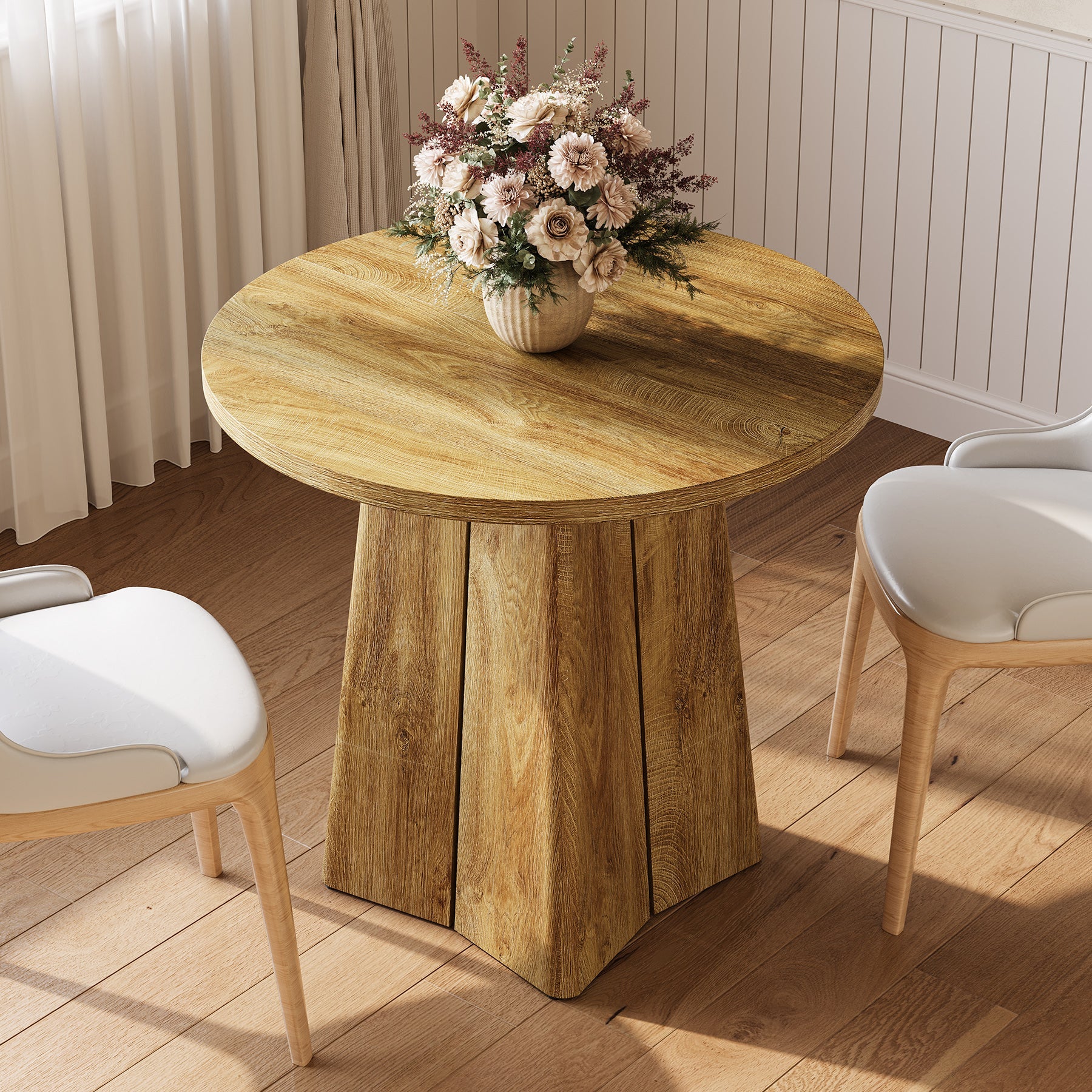 Tribesigns Mesa de comedor redonda de 80 cm, Mesa de cocina compacta para 2-4 personas de estilo rústico