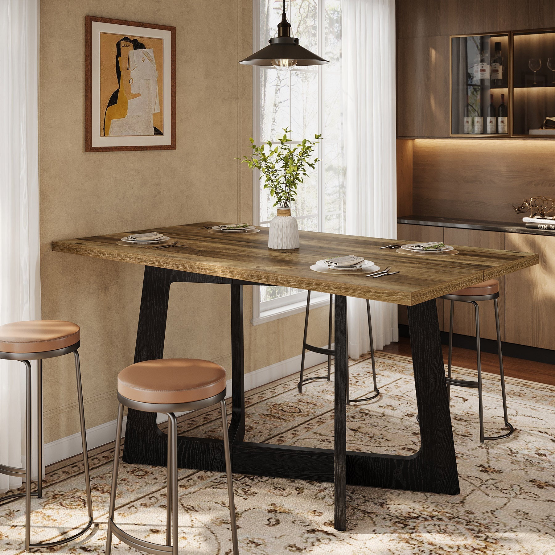 Tribesigns Mesa de comedor de 120 x 79 cm para 2-4 personas con base robusta
