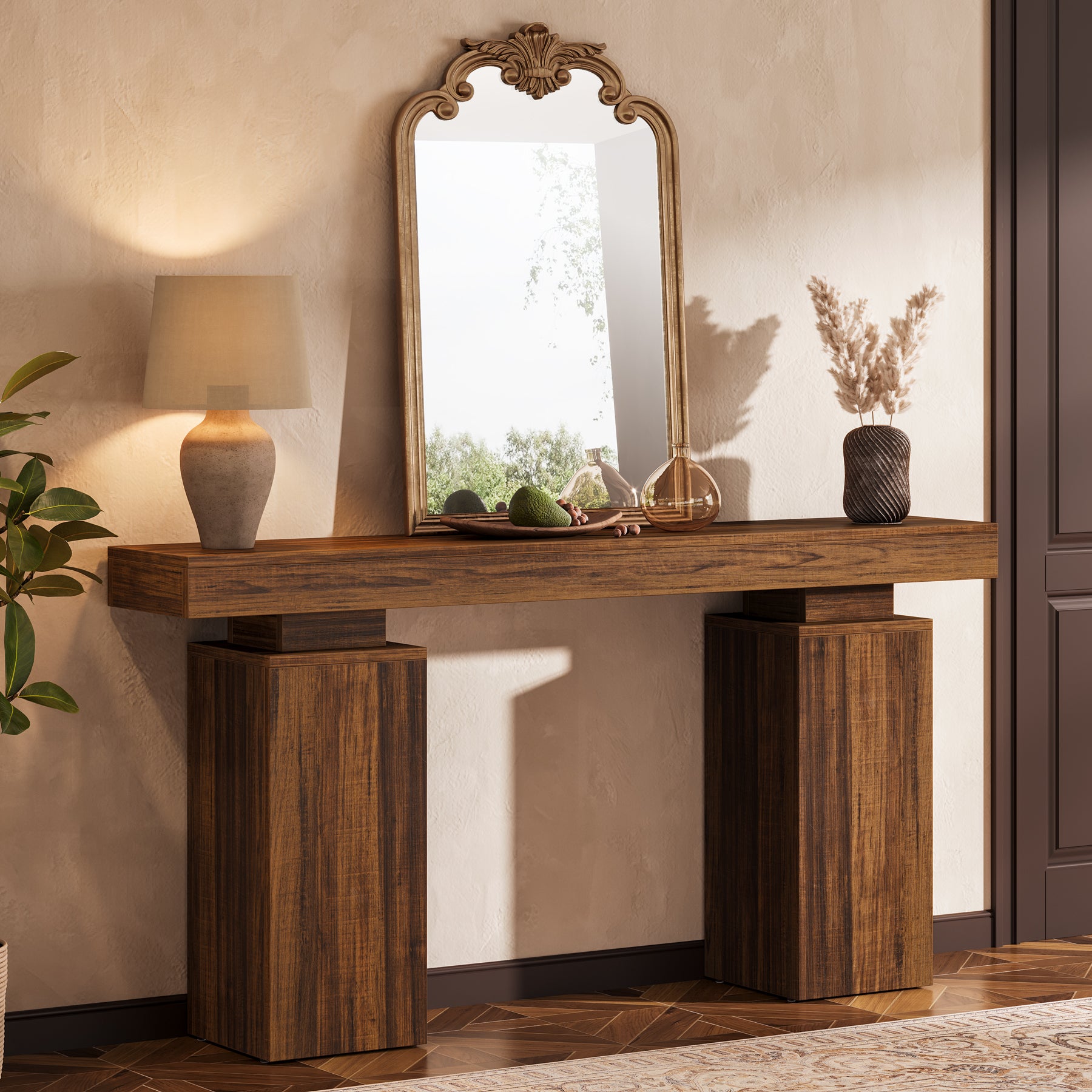 Tribesigns Consola de 160 cm, Mesa de entrada rústica con aspecto de madera para salón y recibidor