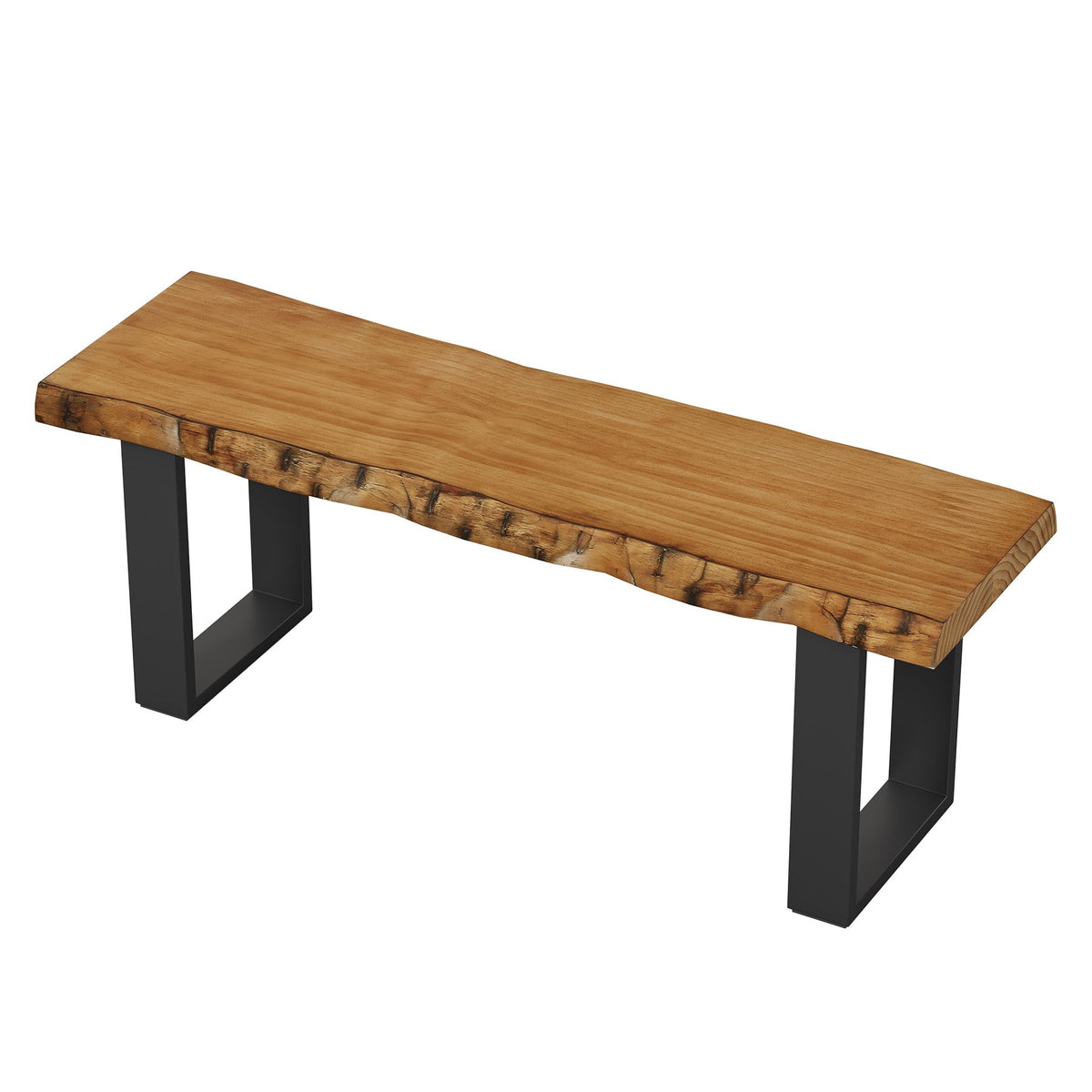 Tribesigns Banco de 120 cm de madera maciza, Banco de entrada con patas de metal banco zapatero para recibidor