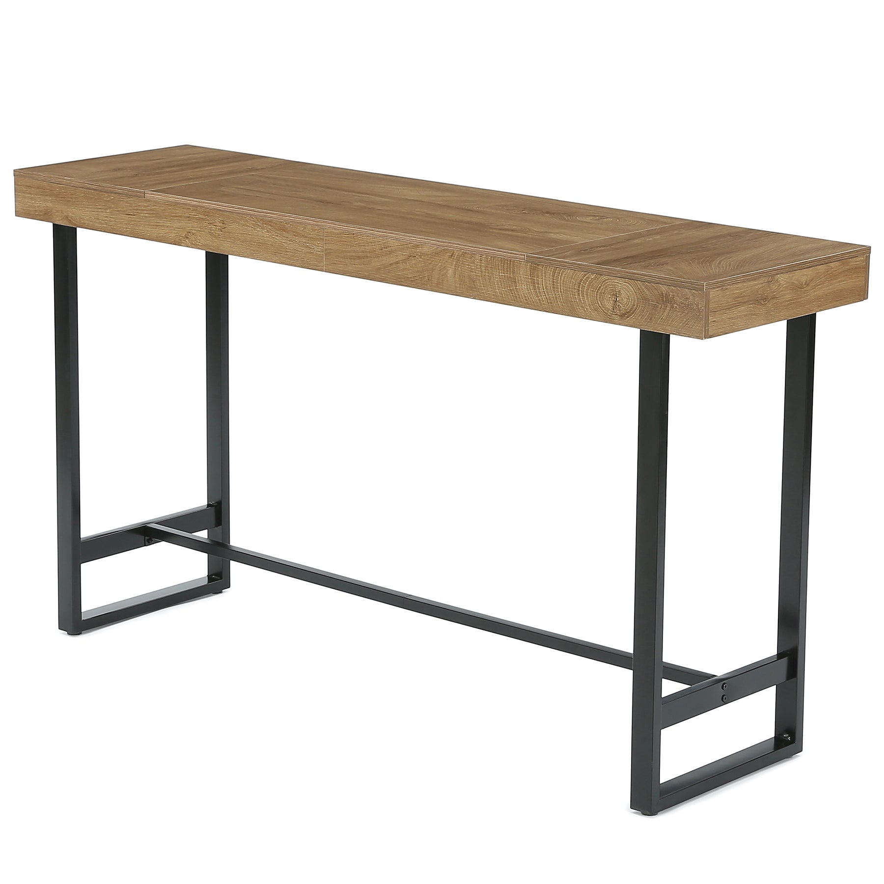 Tribesigns Mesa de bar de 180 cm, Mesa alta con estructura metálica y reposapiés